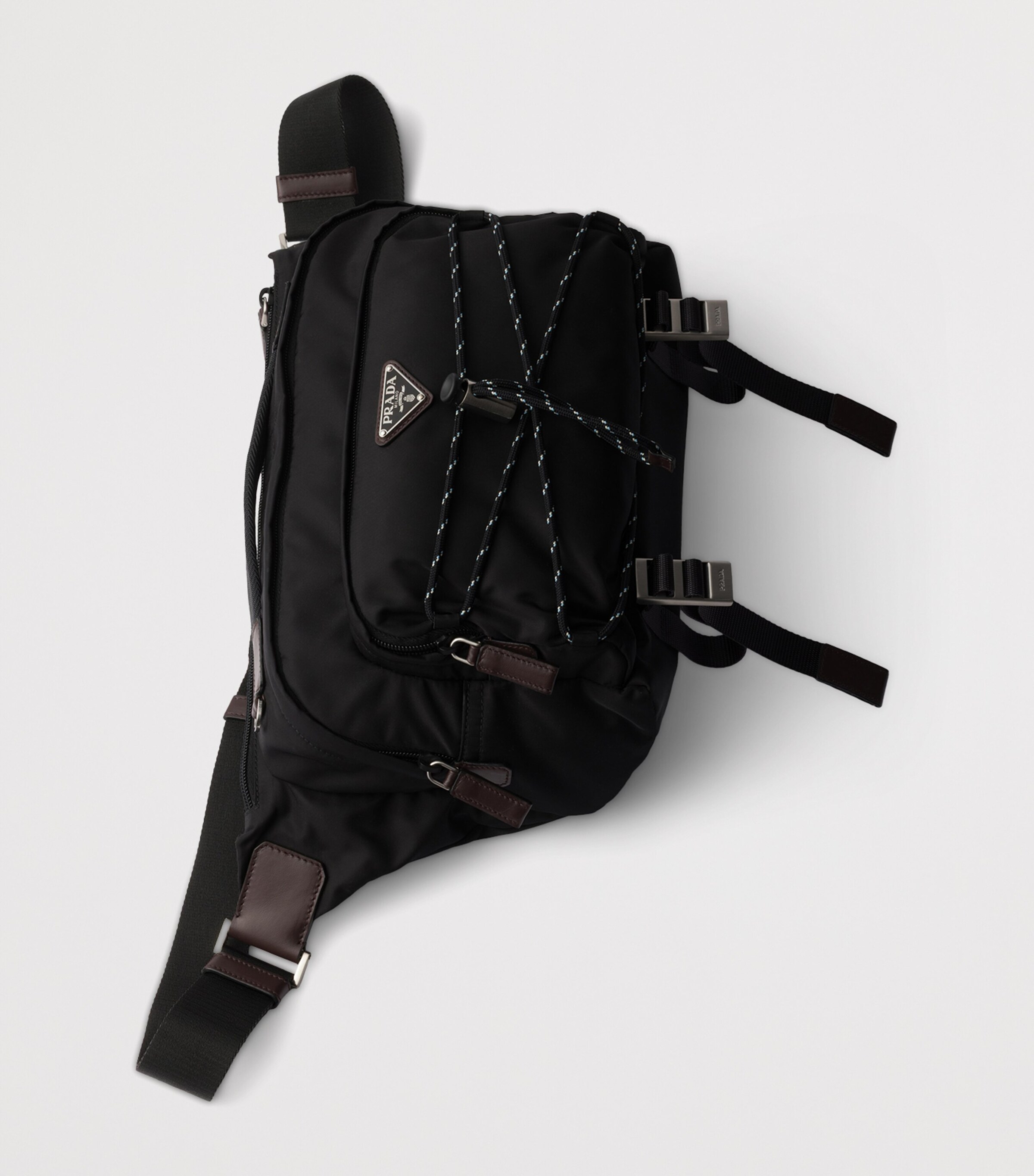 Re-Nylon and Leather Shoulder Bag F0002 Image 7