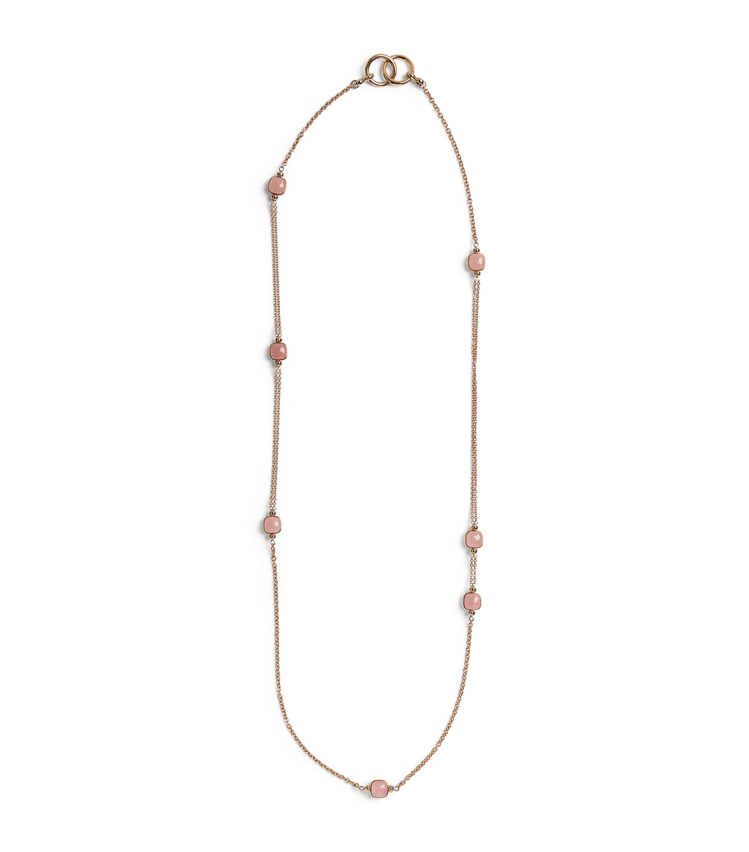 Pomellato Rose Gold, Rose Quartz And Chalcedony Nudo Necklace