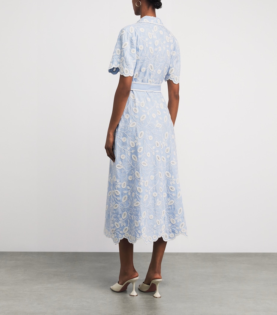 Simkhai Womens Linen-Blend Audria Midi Dress Tidepool Multi Image 4