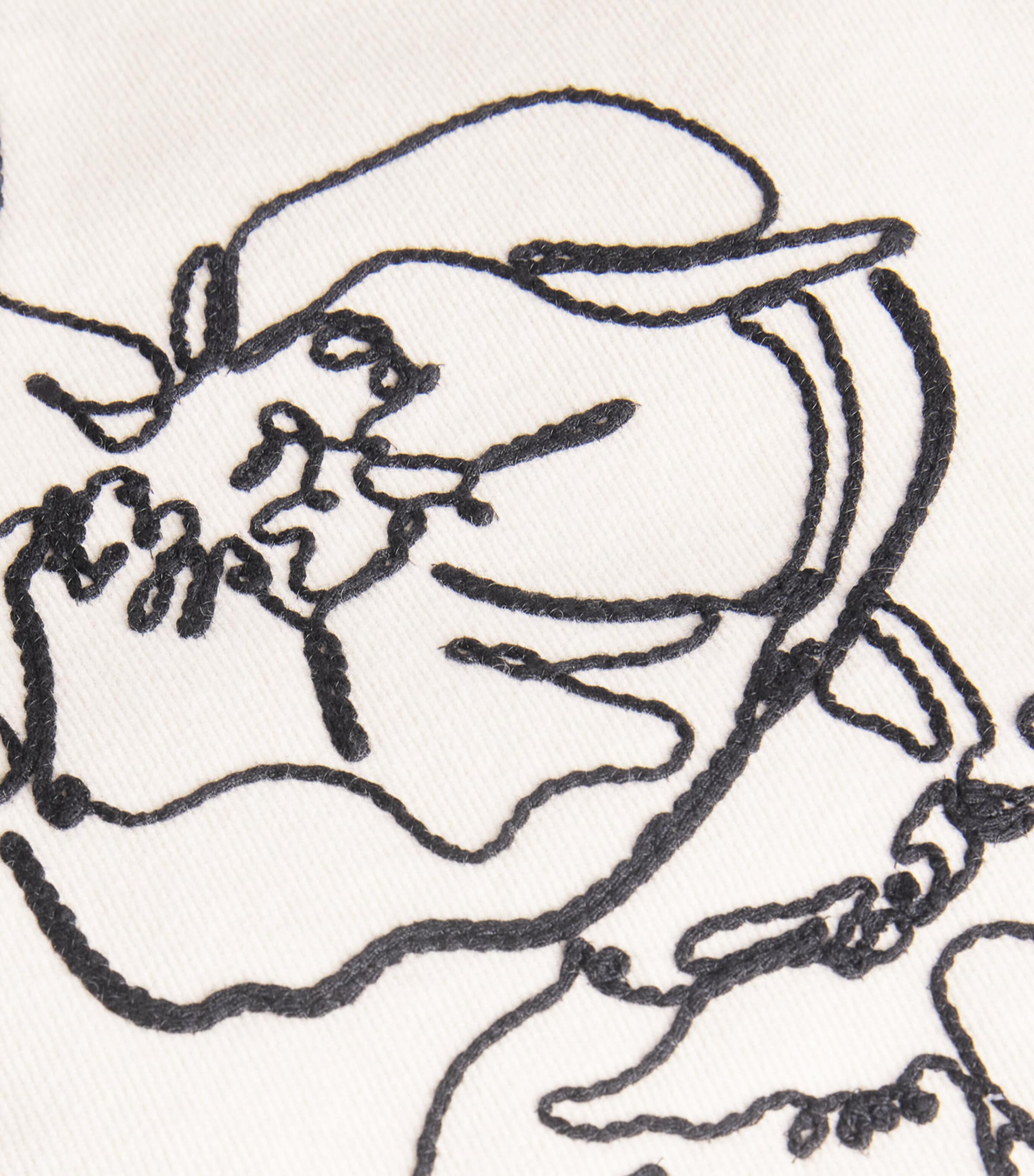 Embroidered Barrel-Leg Trousers CREAM Image 5