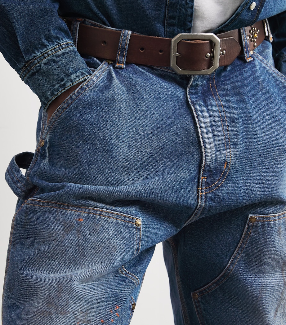 Stonewash Double-Knee Wide-Leg Jeans DENIM Image 6