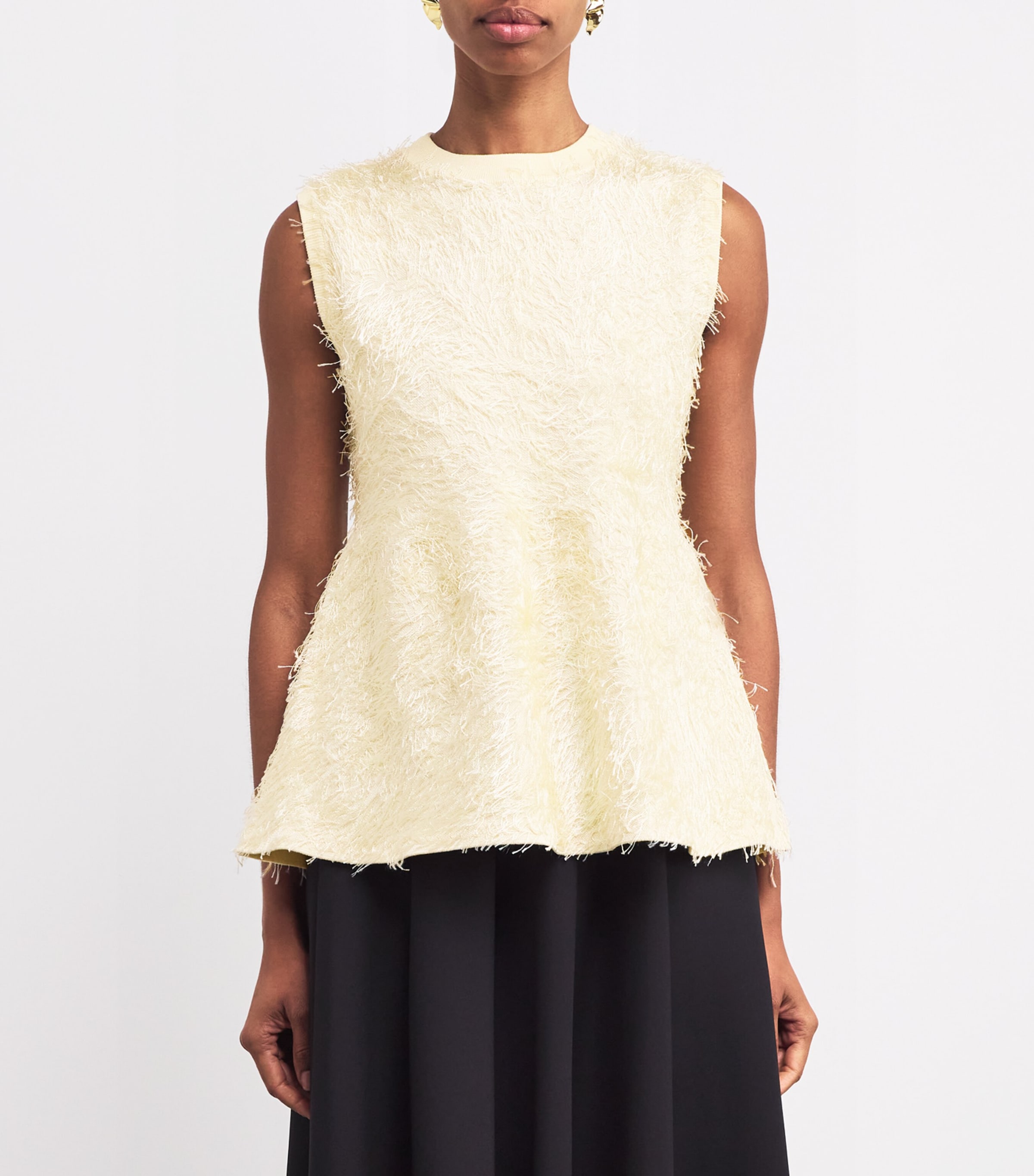 Eyelash-Knit Peplum Top 0150 MASTICE Image 3