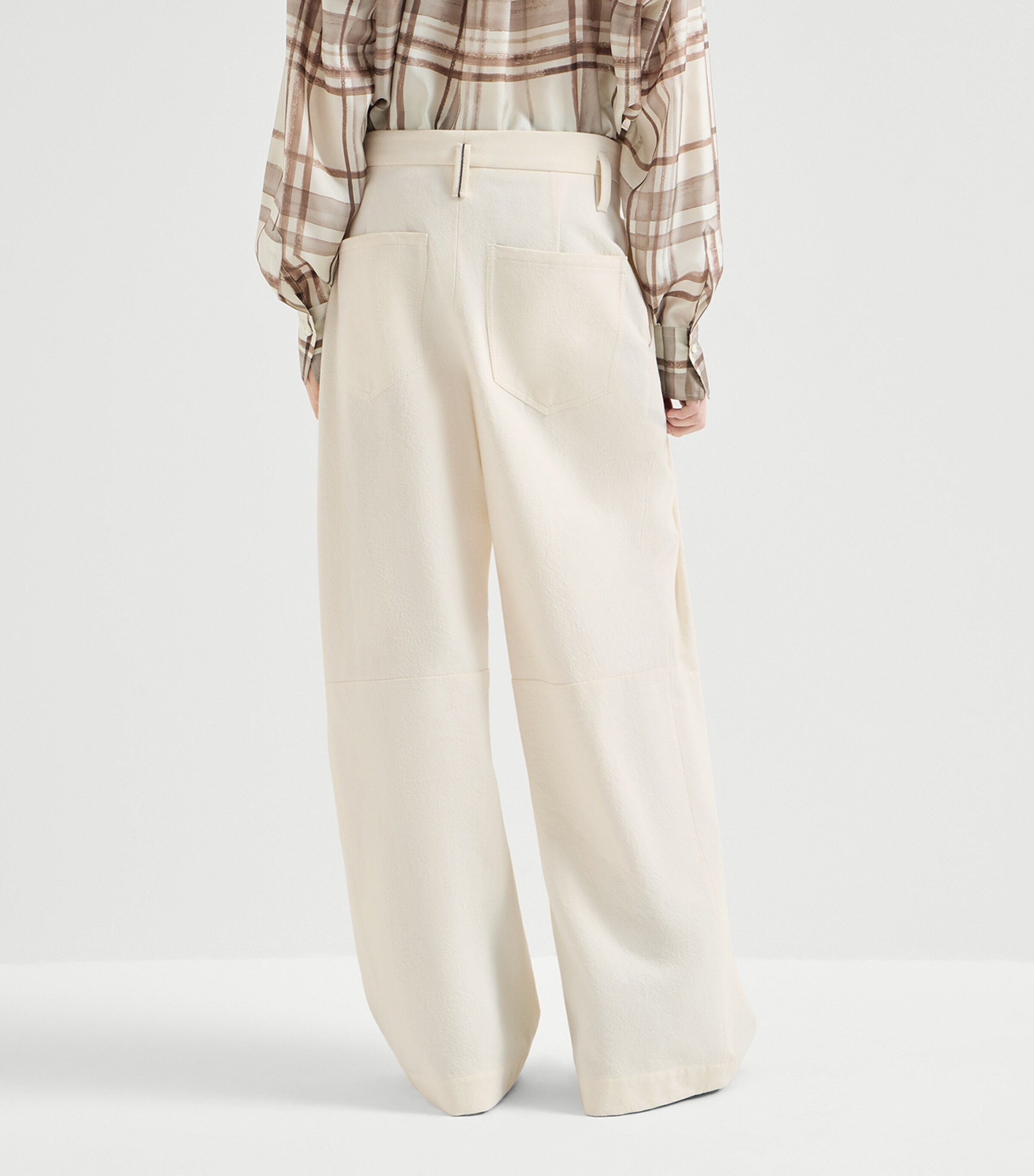 Brunello Cucinelli Womens Cotton-Wool High-Rise Trousers Image 5