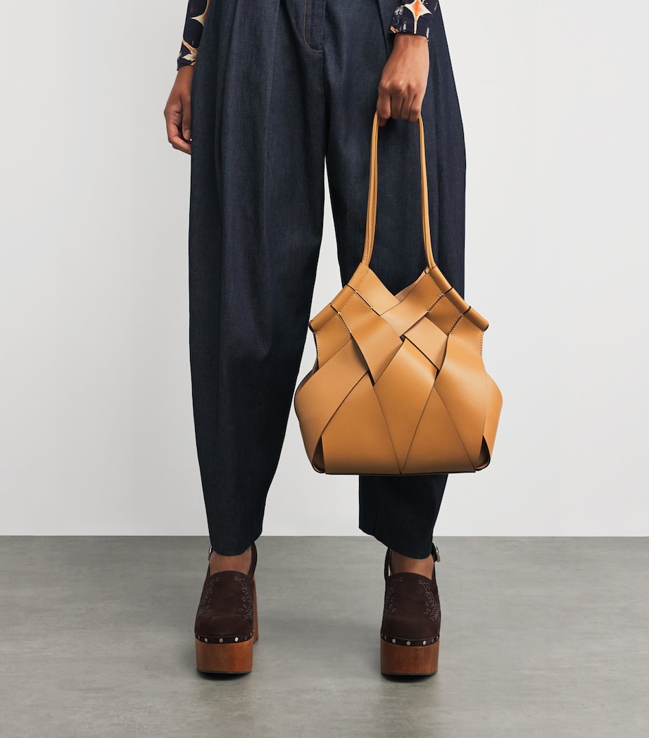 Leather Charlotte Tote Bag 910 ALMOND Image 5