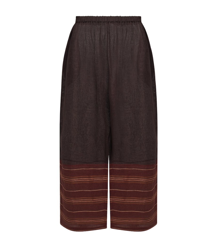 Linen Stripe Wide-Leg Trousers 200 DARK CHOC/ORANGE Image 1