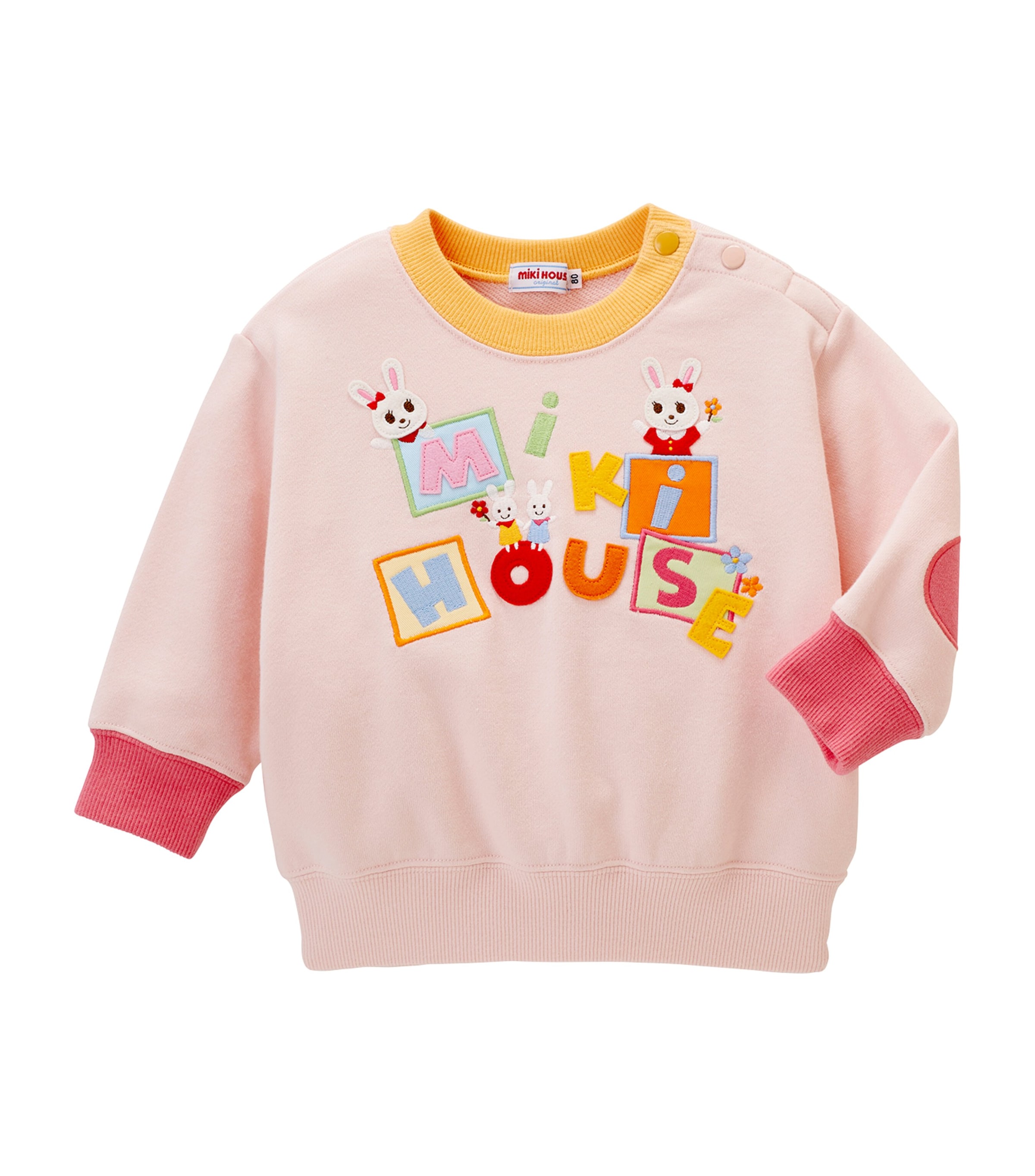 Miki House Kids' Embroidered Patch Sweatshirt In Pink