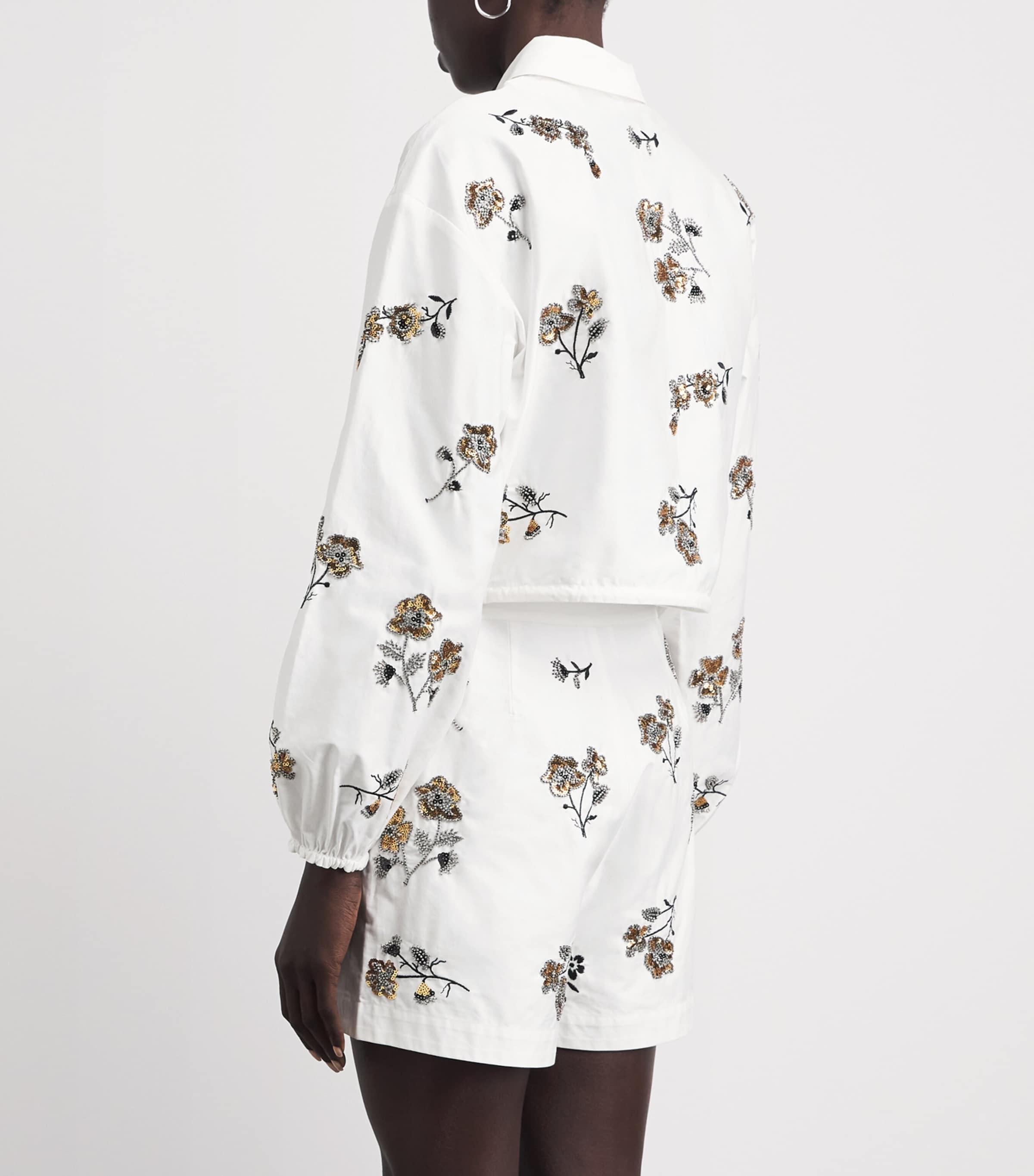 Claudie Pierlot Womens Floral Embellished Shirt Ecru Image 5