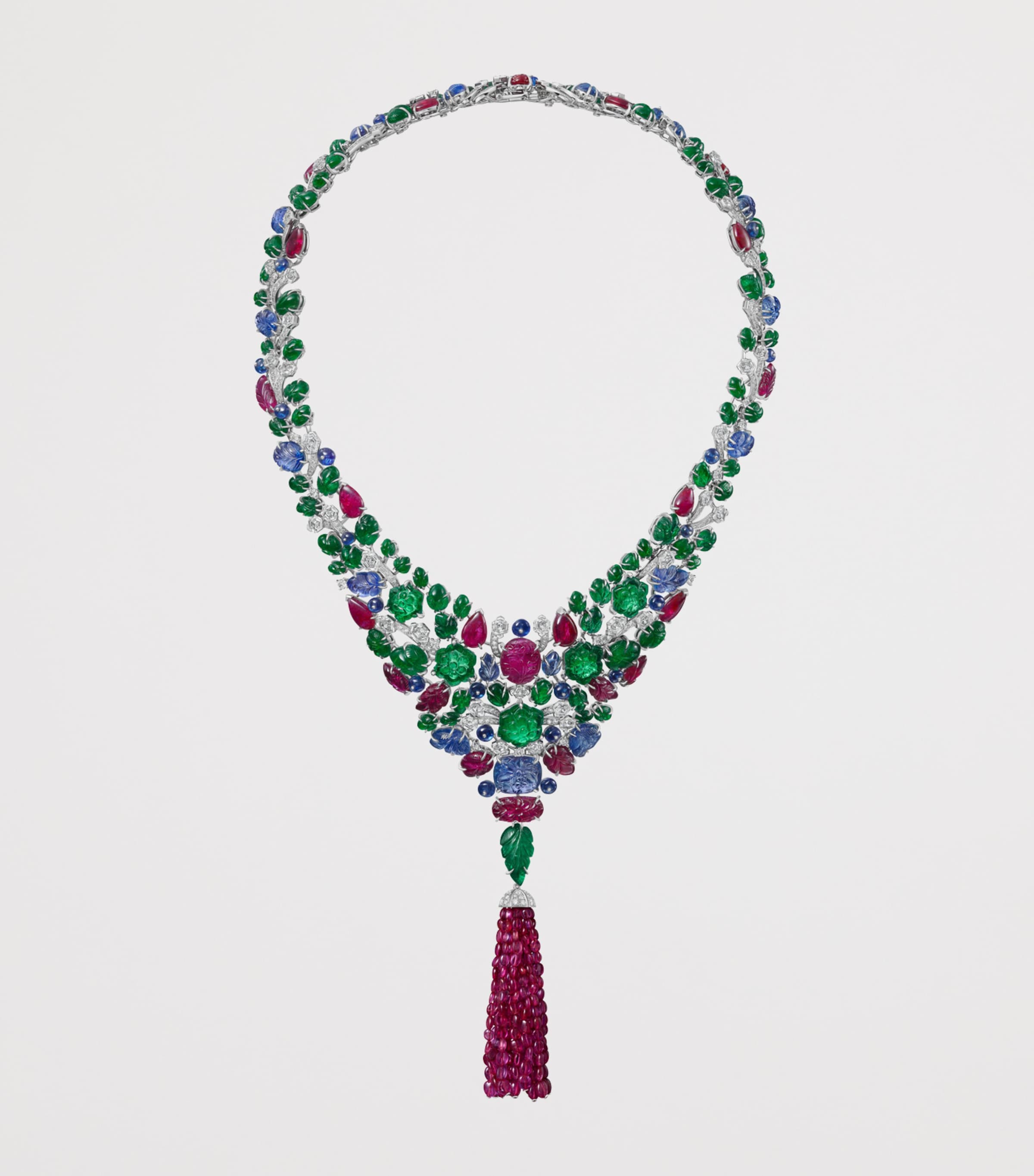 Cartier Platinum, Diamond and Emerald Tutti Kanya Necklace Platinum Image 3