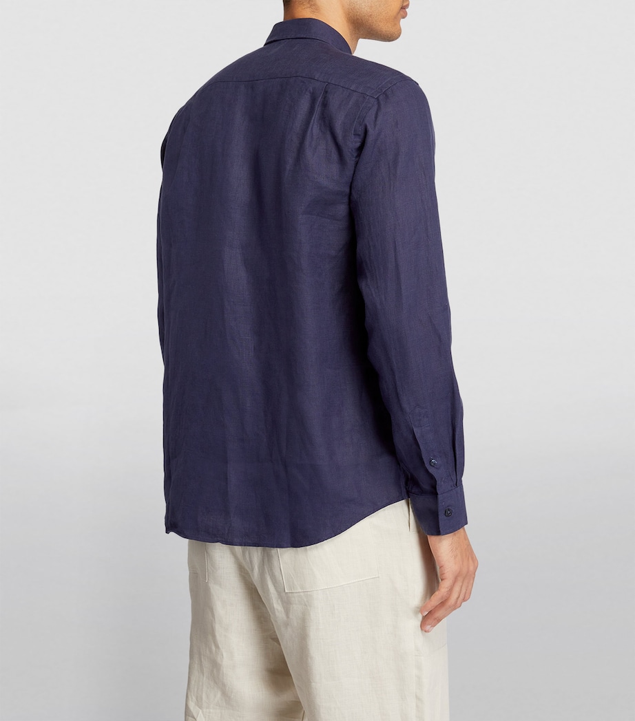 Vilebrequin Mens Linen Caroubis Shirt Blue Marine Image 7