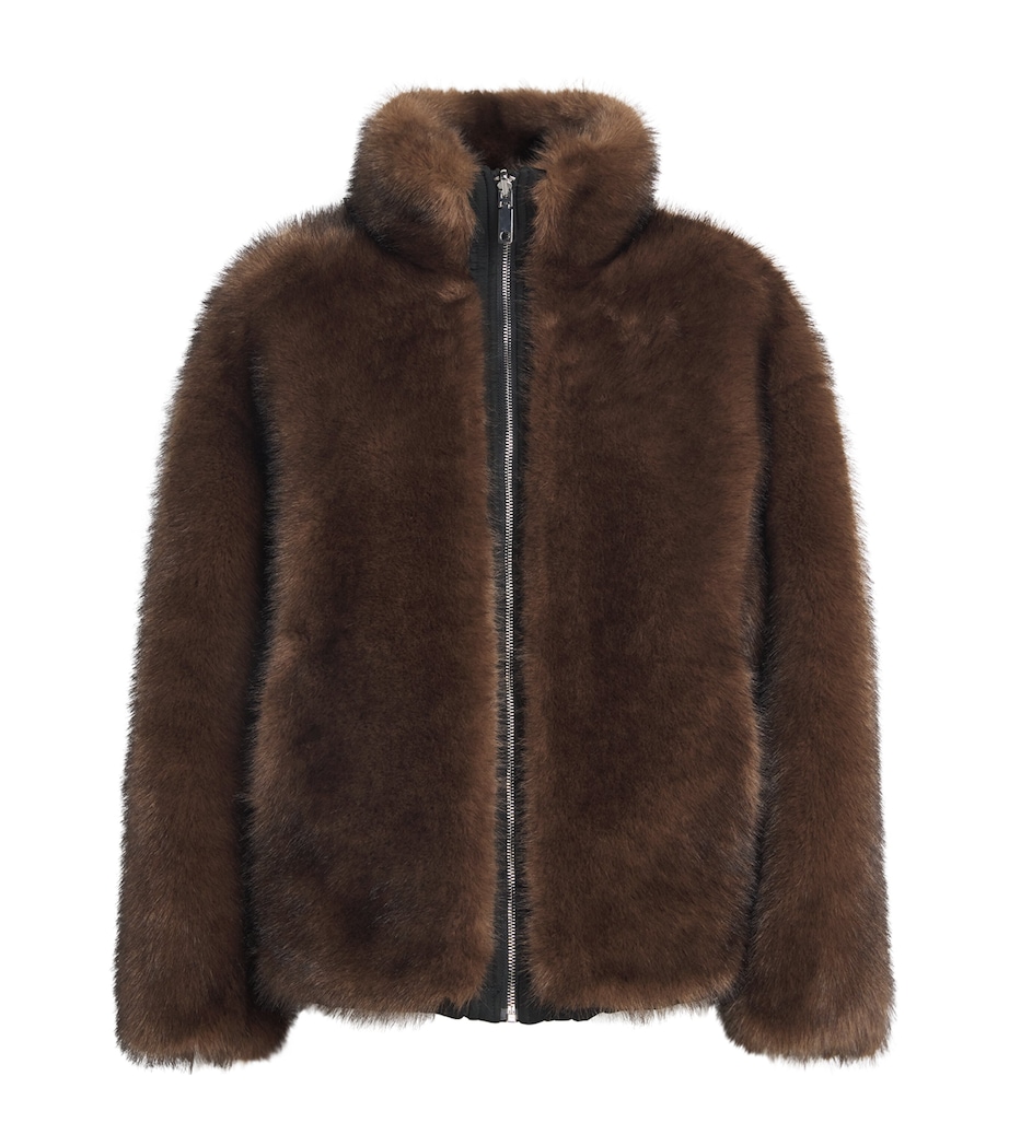 Faux Fur Reversible Coat BROWN Image 1