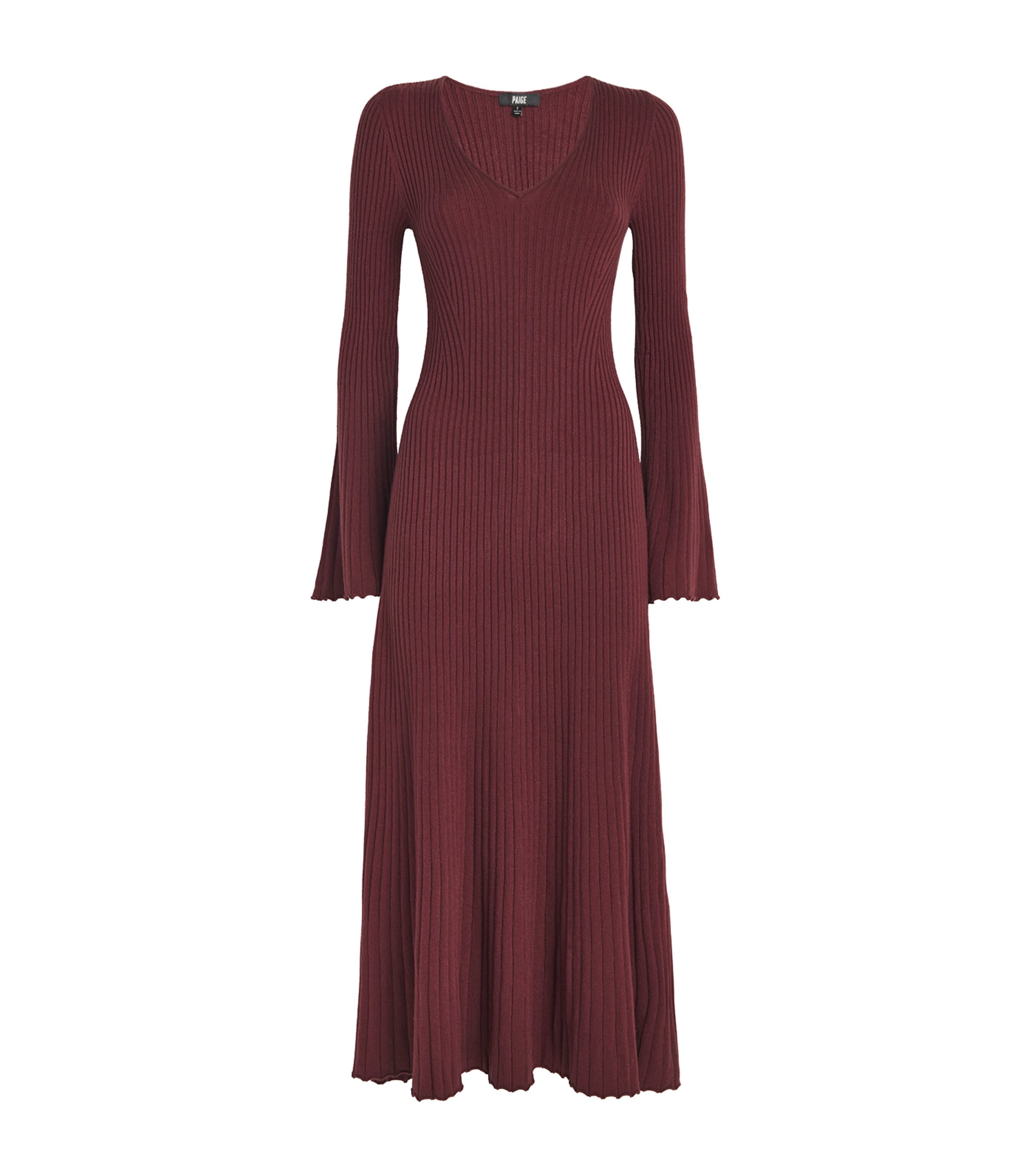 Paige Ribbed Bel Maxi Dress In Burgundy