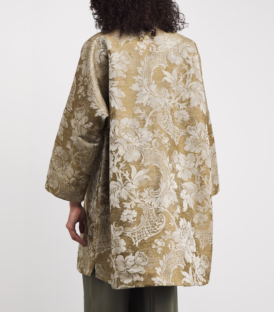 Eskandar Womens Jacquard Stand-Collar Coat Undyed Image 5