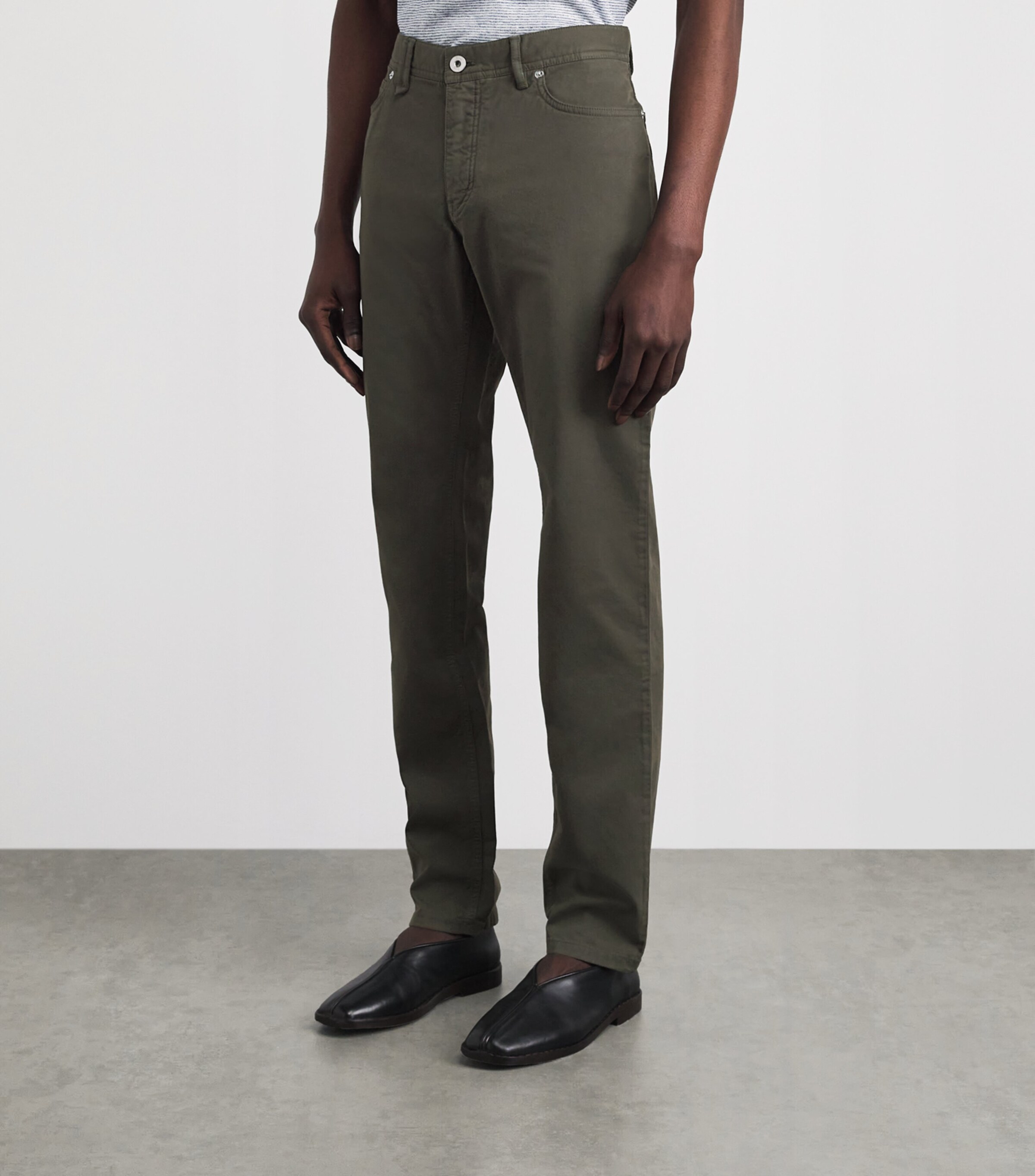 Brioni Mens Stretch-Cotton Straight Trousers Image 4
