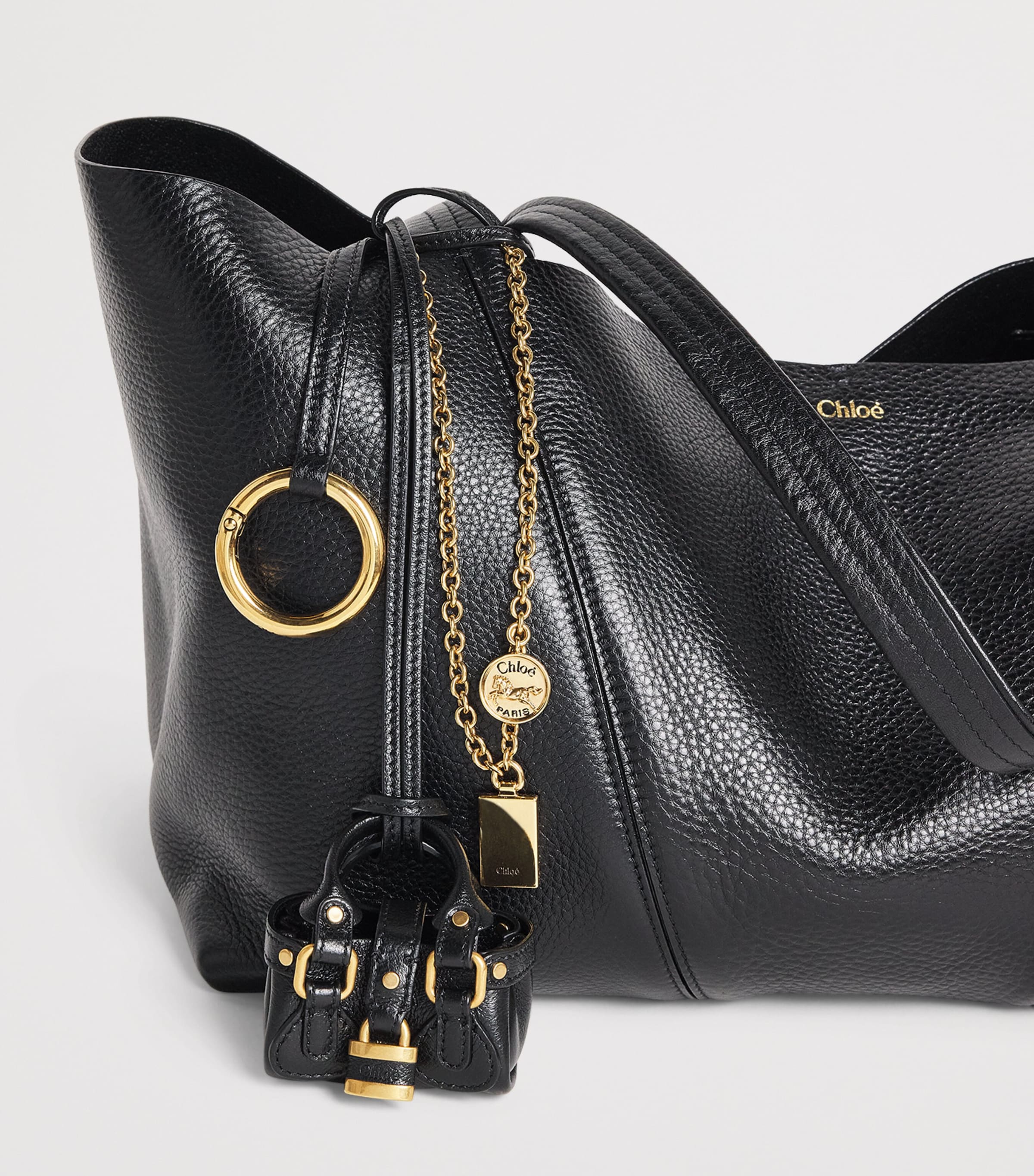 Chloé Womens Calfskin Spin East-West Tote Bag Black Image 3