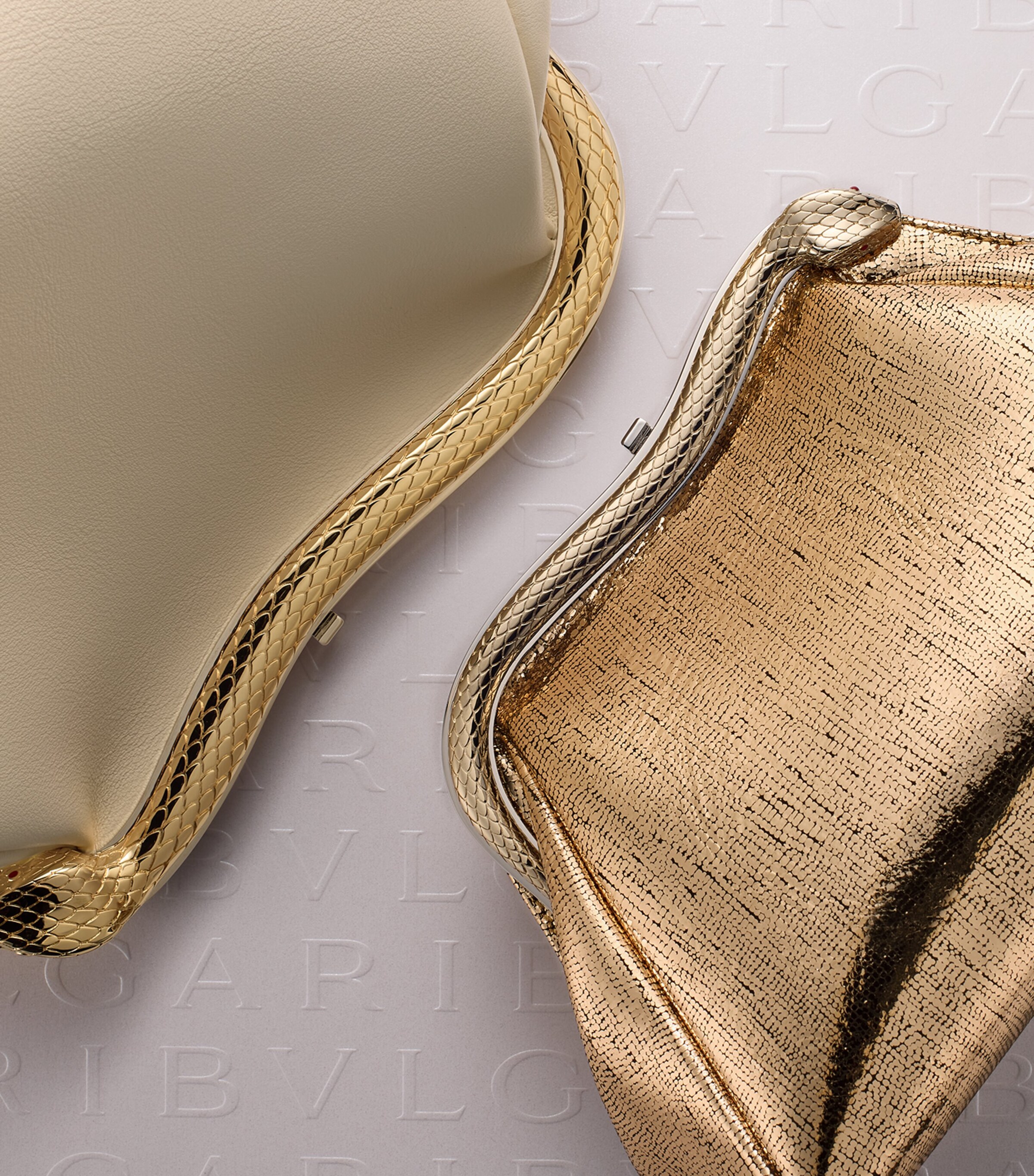 Bvlgari Medium Leather Serpentine Clutch Bag White Image 9