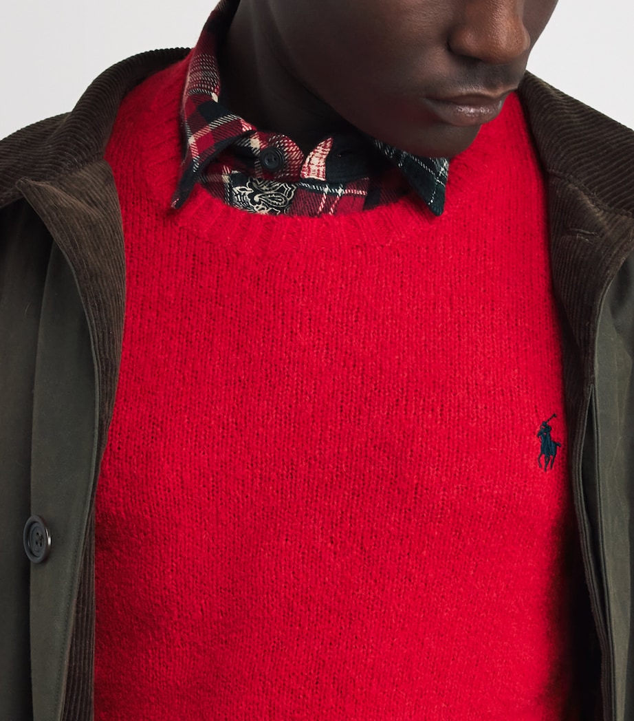 Wool-Alpaca Polo Pony Sweater RED Image 6