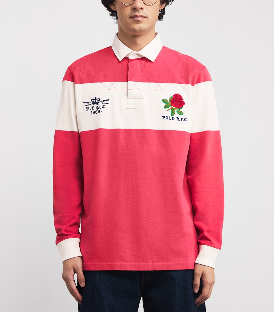 Polo Ralph Lauren Mens Cotton Stripe Rugby Shirt Red Image 3