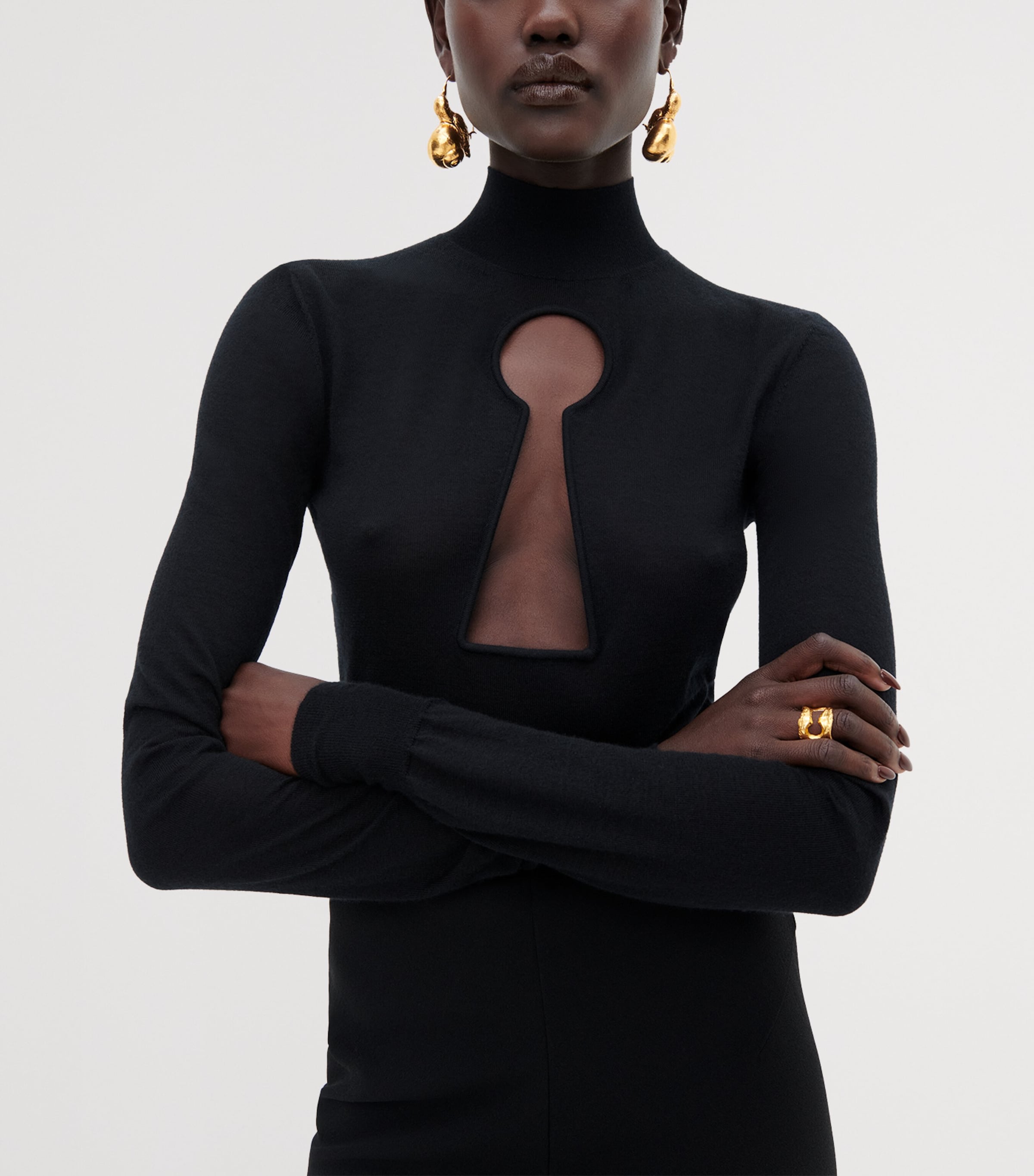 Schiaparelli Womens Cashmere Keyhole Sweater Black Image 3