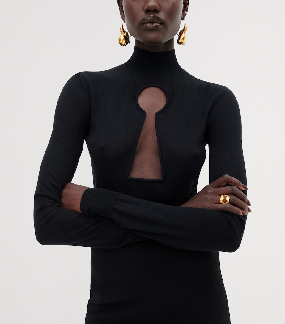 Schiaparelli Womens Cashmere Keyhole Sweater Black Image 3