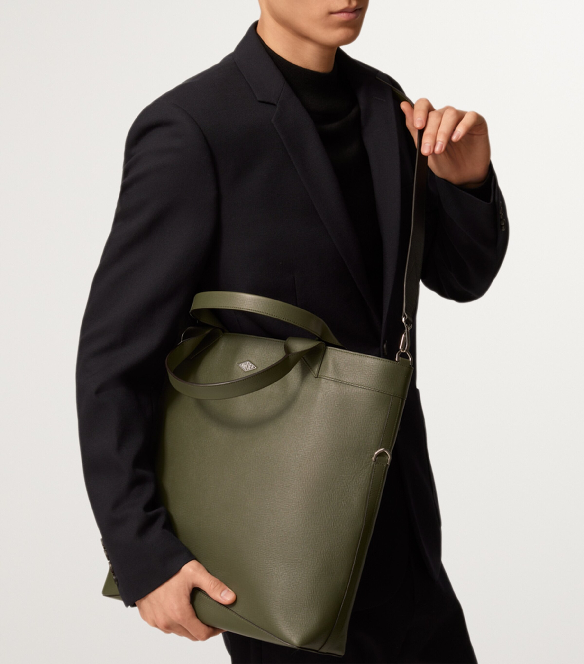 Cartier Small Leather Losange Tote Bag Khaki Image 6