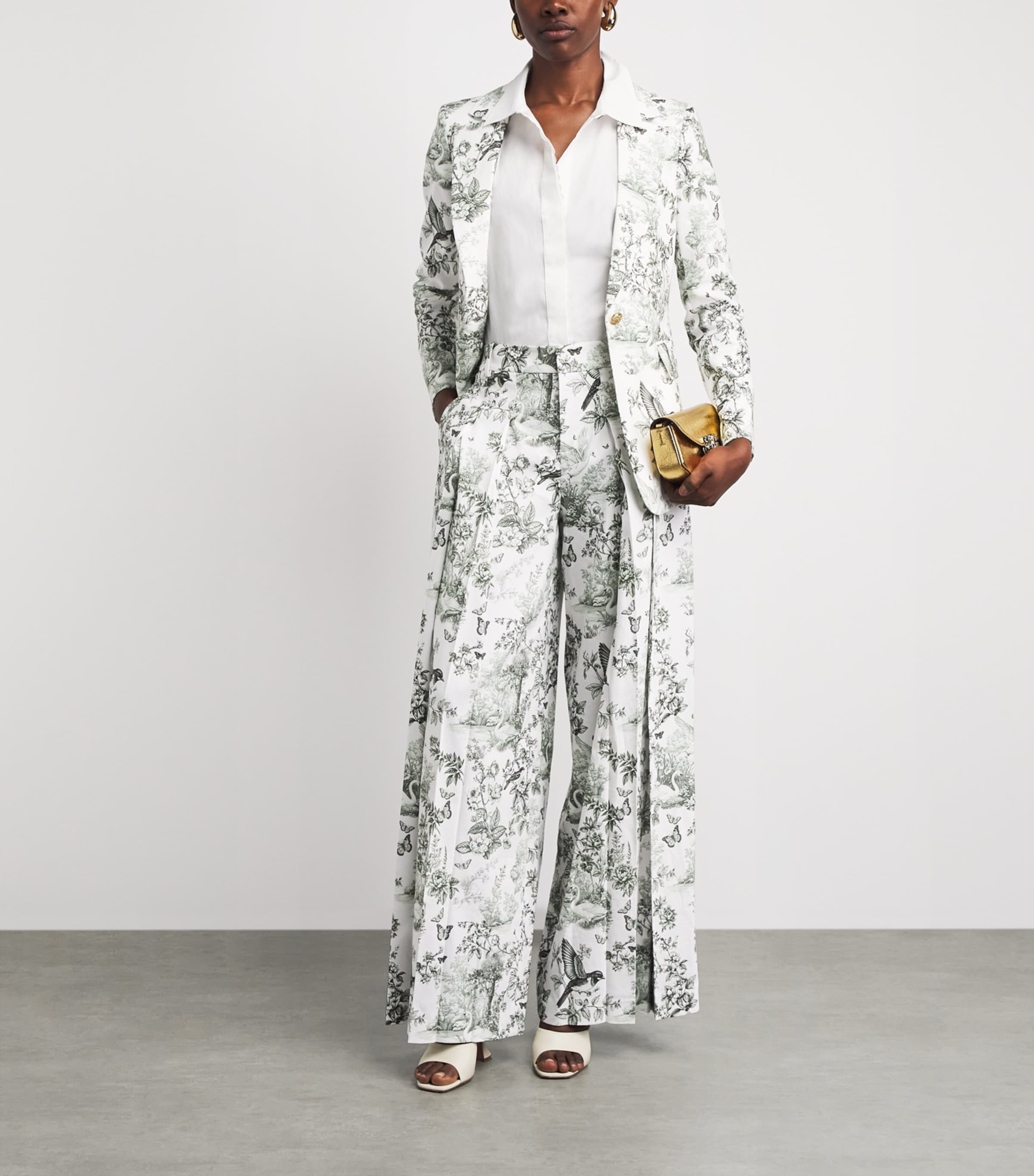 Alice+Olivia Womens Linen-Blend Printed Macey Blazer Daybreak Image 2