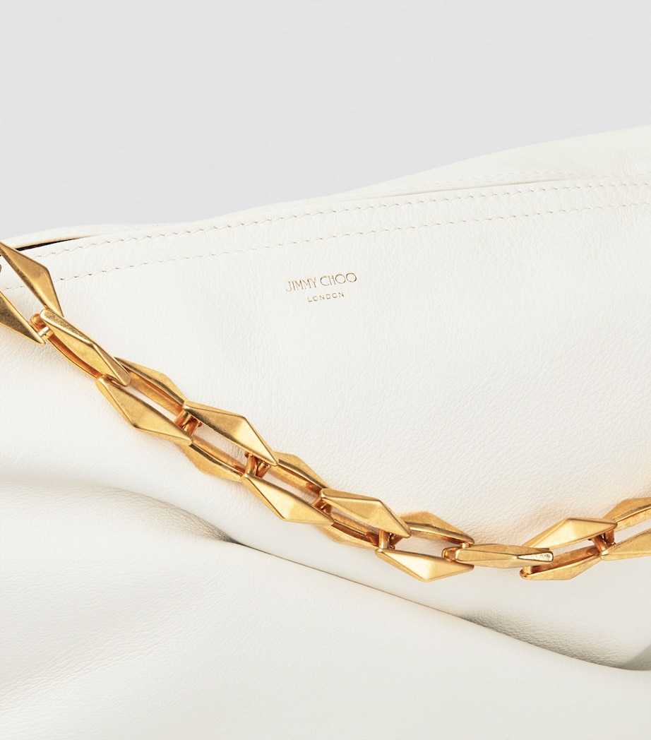 Leather Diamond Shoulder Bag LATTE/GOLD Image 6