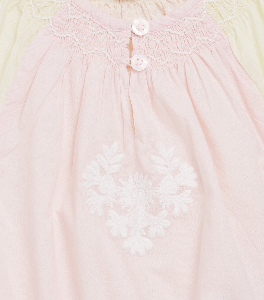 Louise Misha Cotton Embroidered Elanor Blouse (4-12 Years) Pink & Yellow Image 4