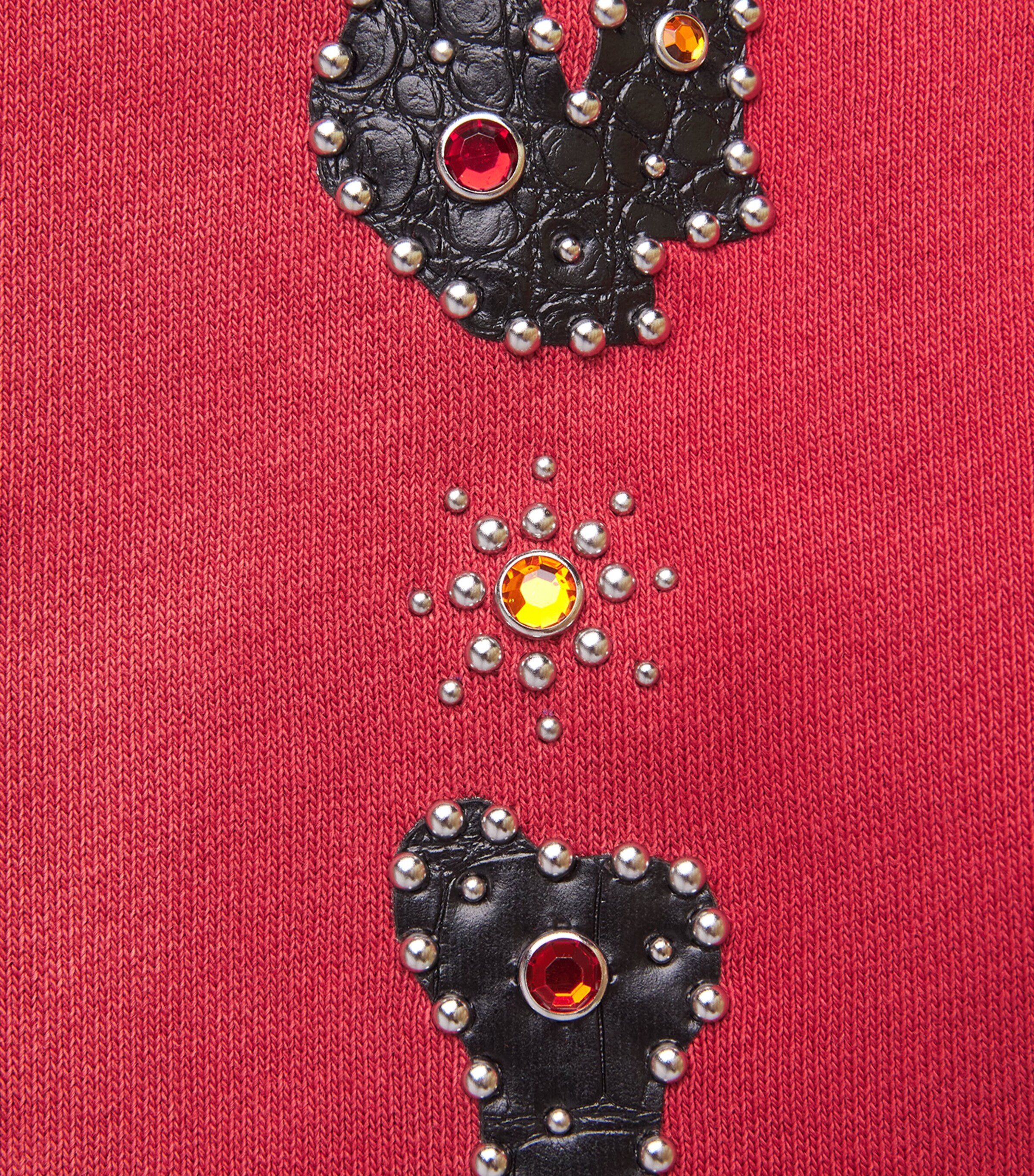AMIRI Mens Stretch-Cotton Bones Studded Oversized Hoodie Red Rose Image 6