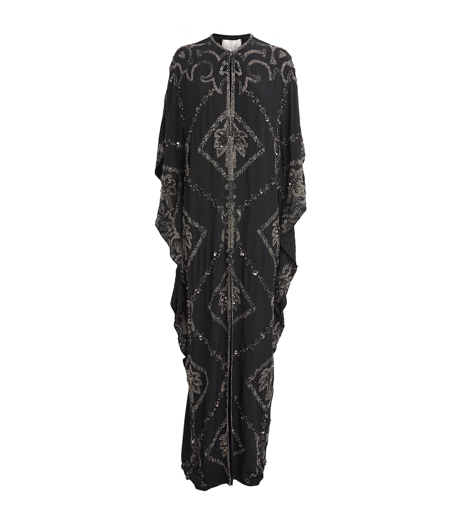 Johanna Ortiz Womens Silk Mystical Gaucho Cape Dress Black Image 1