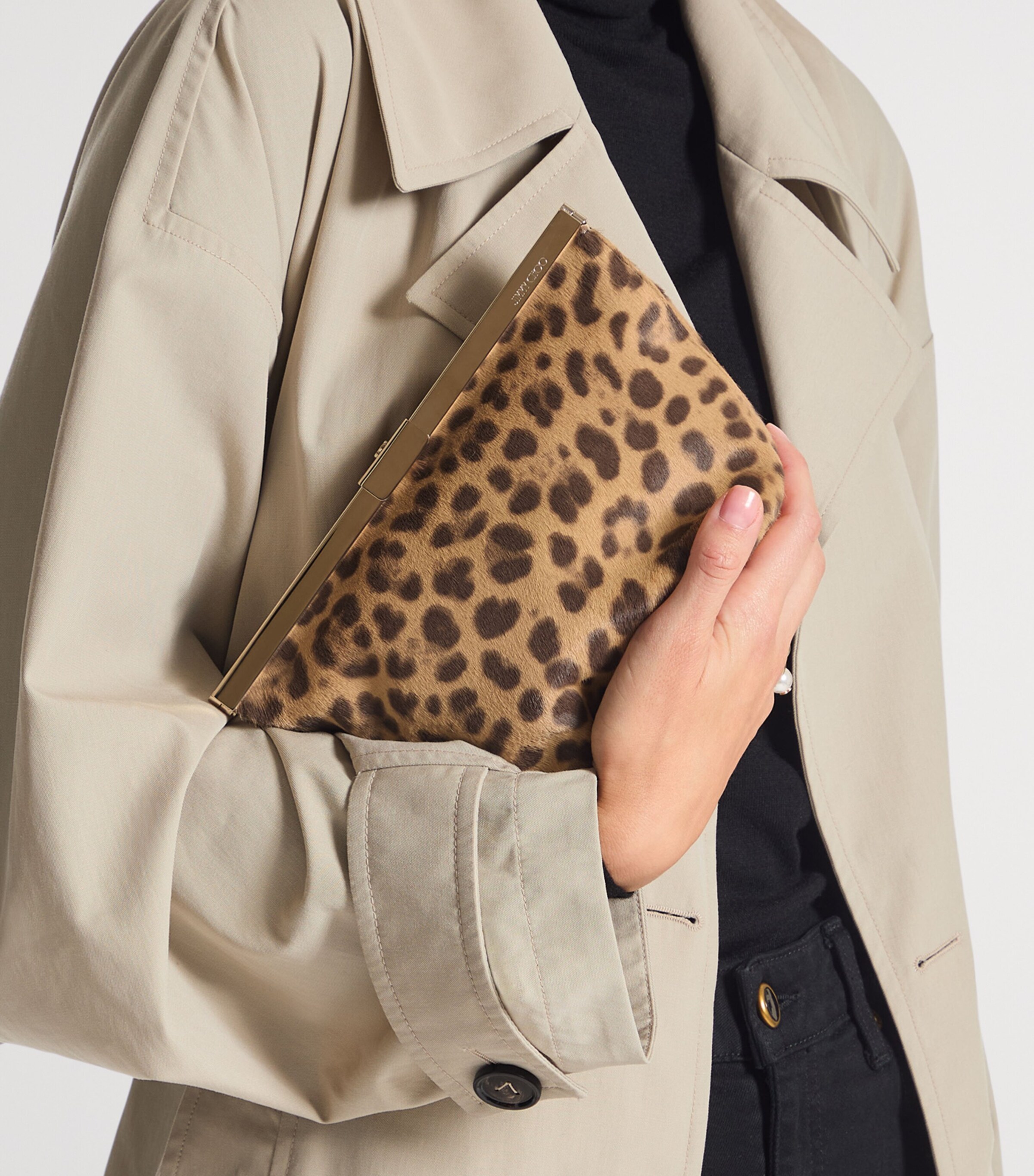 Leopard Print Ganache Clutch Bag NATURAL/LIGHT GOLD Image 2