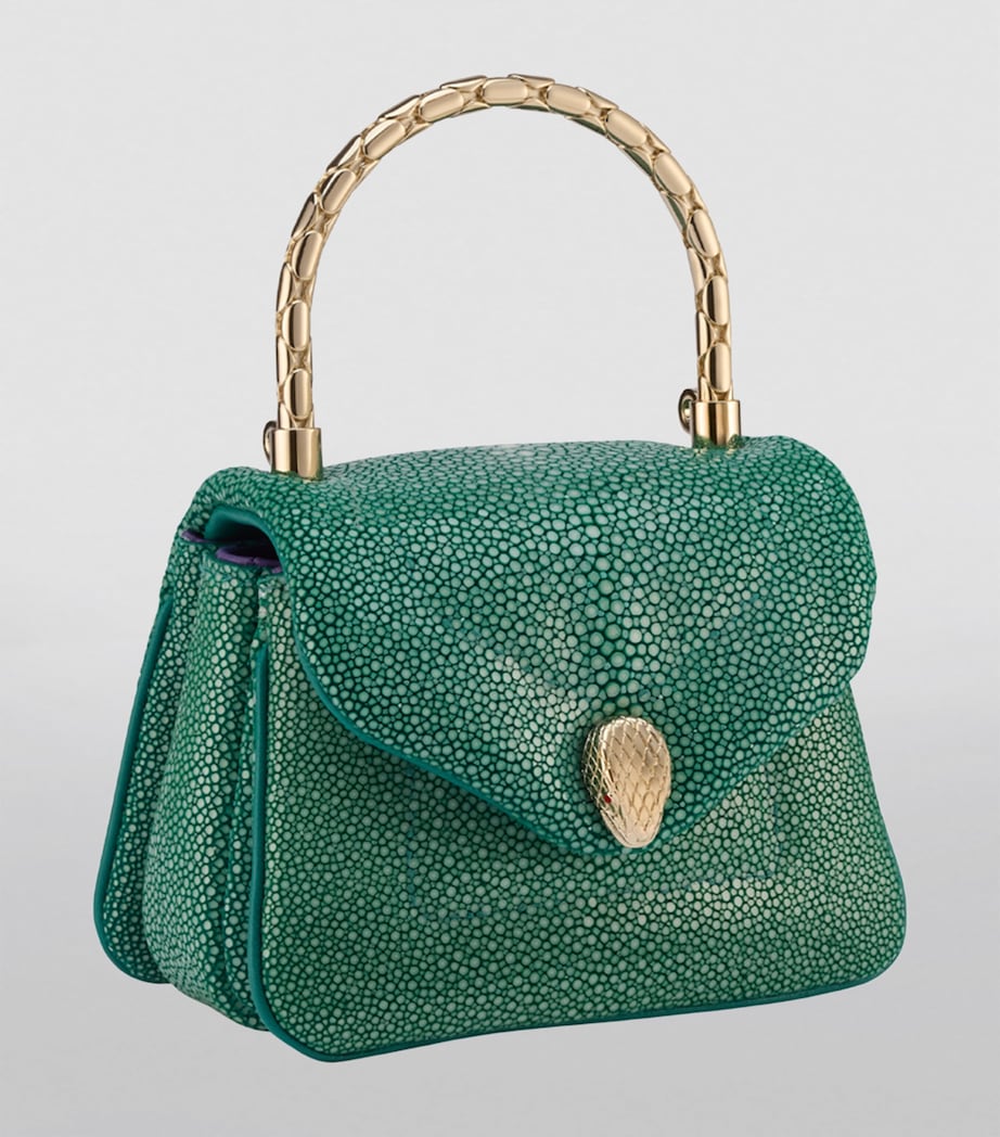 Leather Serpenti Reverse Top-Handle Bag GREEN LIGHT Image 5
