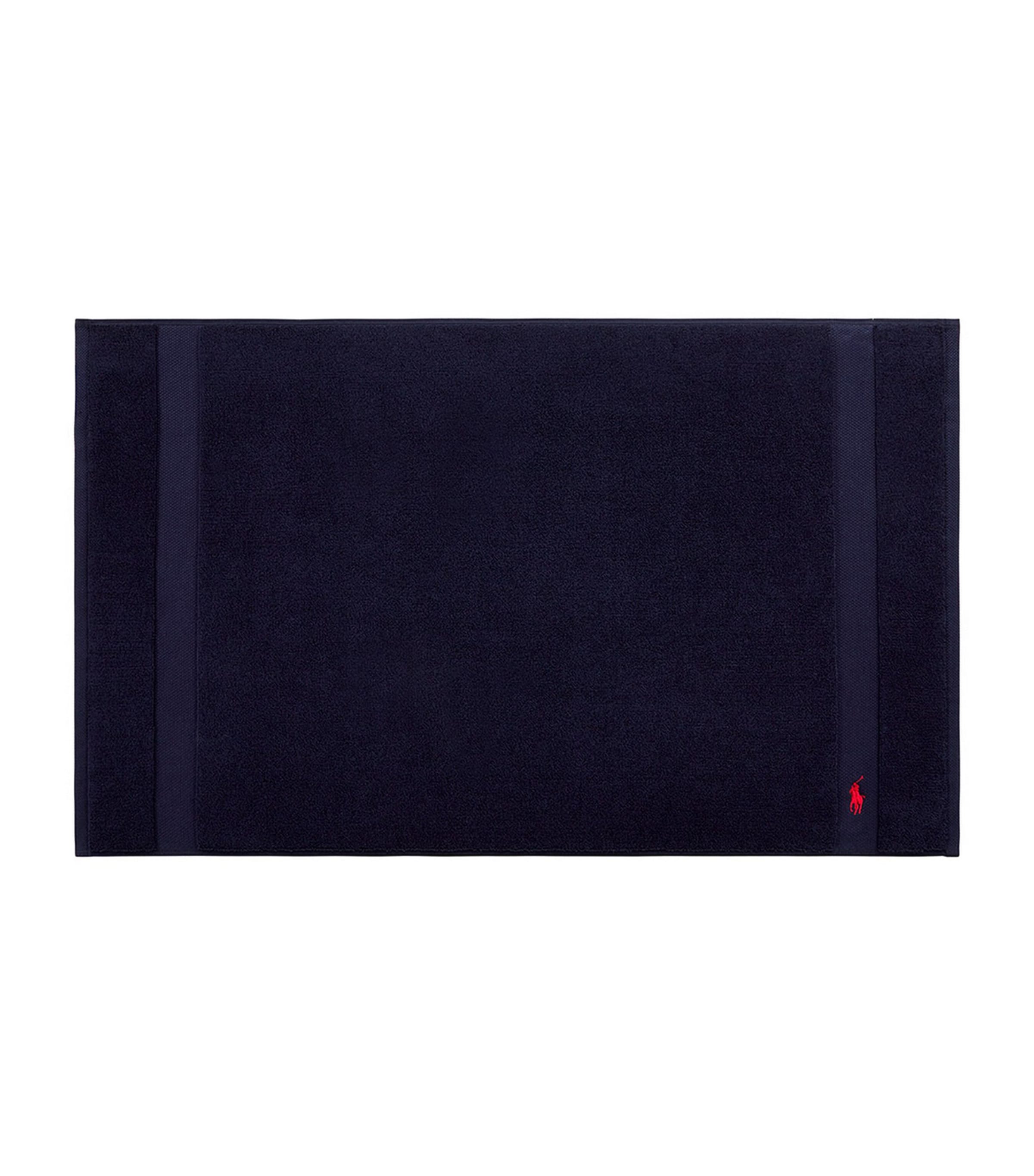 Polo Ralph Lauren Newport Navy Polo Player-embroidered Cotton Bath Mat 55cm X 90cm In Navy
