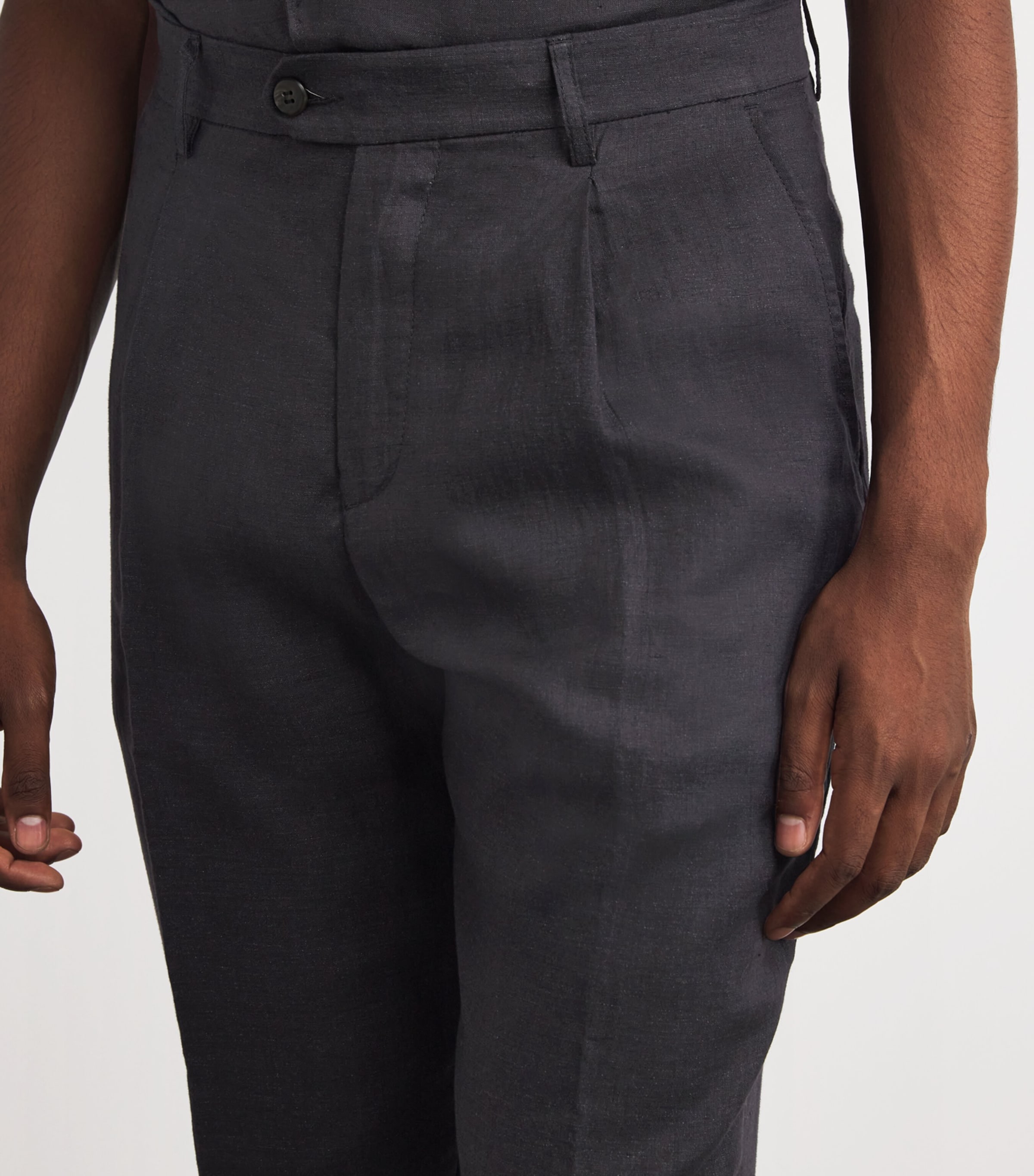 x Harrods Linen Tailored Trousers NERO Image 6