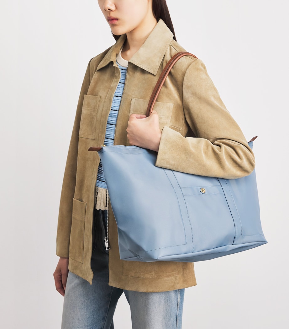 Harrods Medium Nylon Tote Bag Blue Image 2
