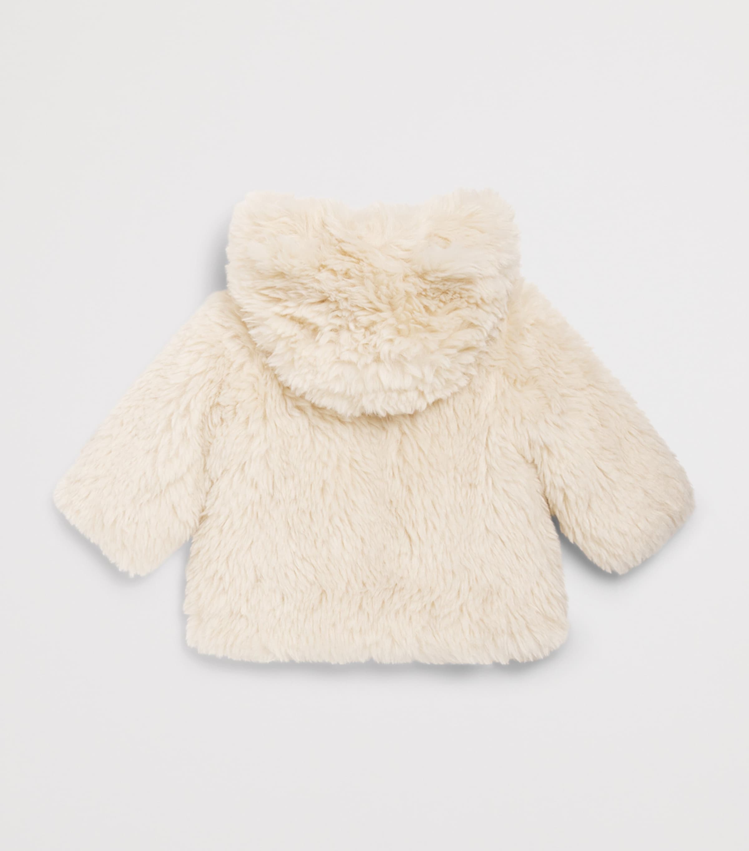 Emporio Armani Kids Faux Fur Hooded Coat (6-36 Months) White Sand Image 2