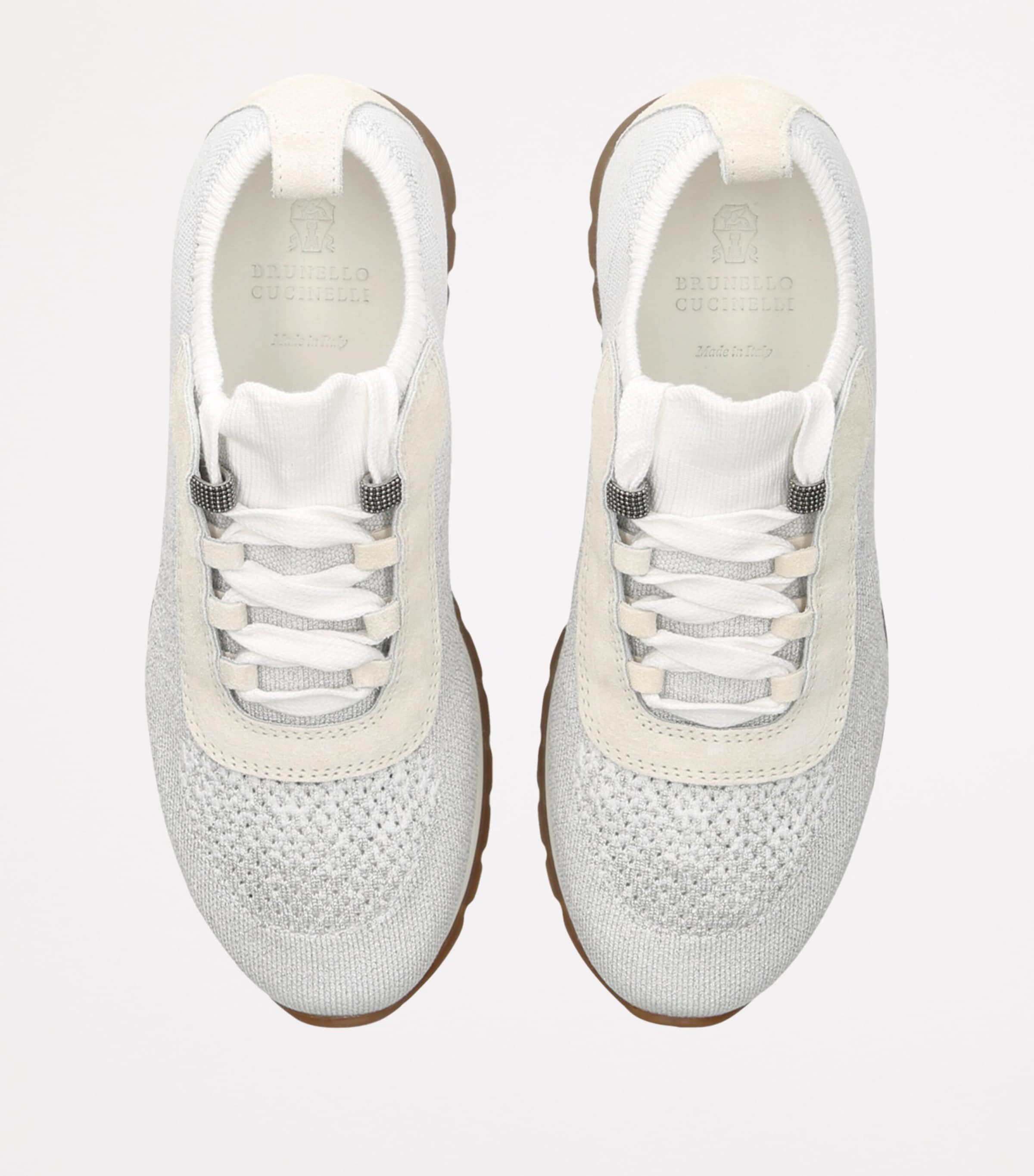 Brunello Cucinelli Kids Knitted Monili-Embellished Sneakers White/oth Image 4