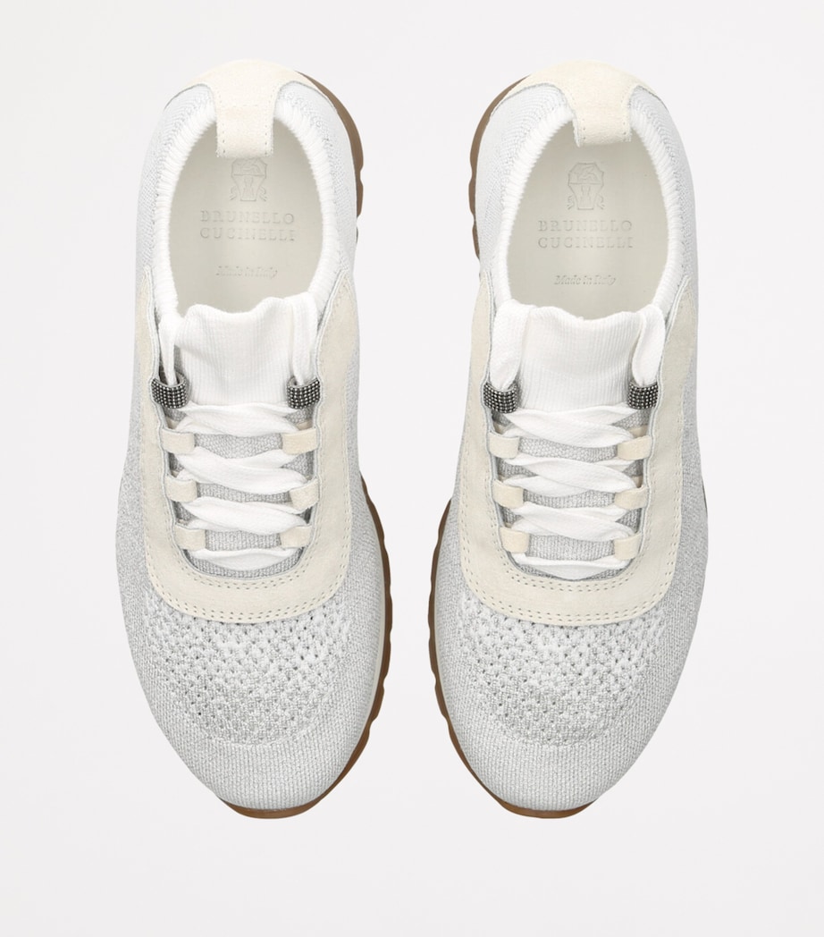 Brunello Cucinelli Kids Knitted Monili-Embellished Sneakers White/oth Image 4