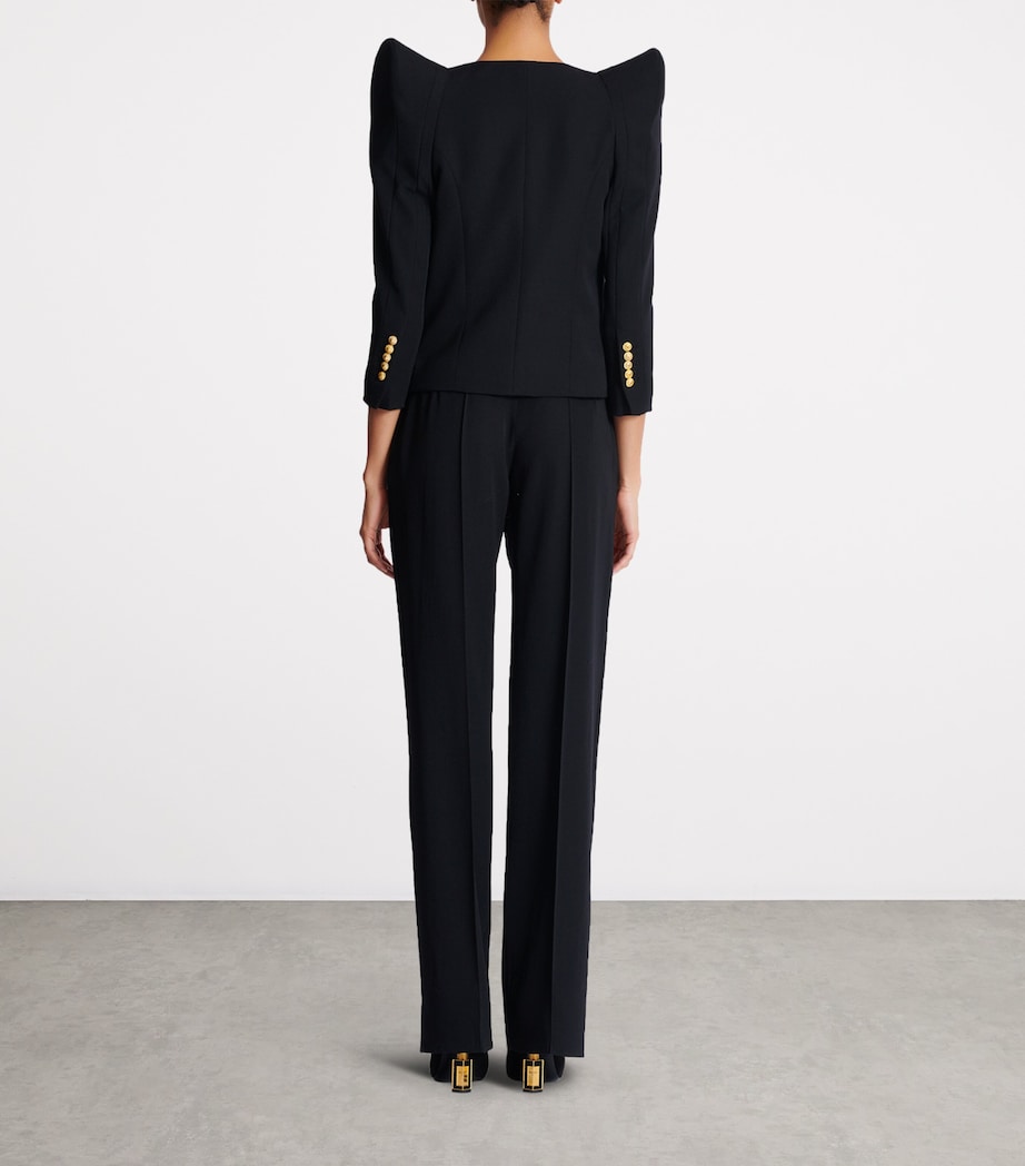 Virgin Wool Cropped Blazer 0PA NOIR Image 3