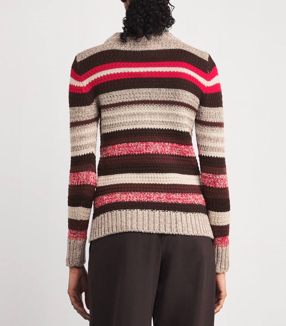 Virgin Wool Striped Sweater RED Image 4