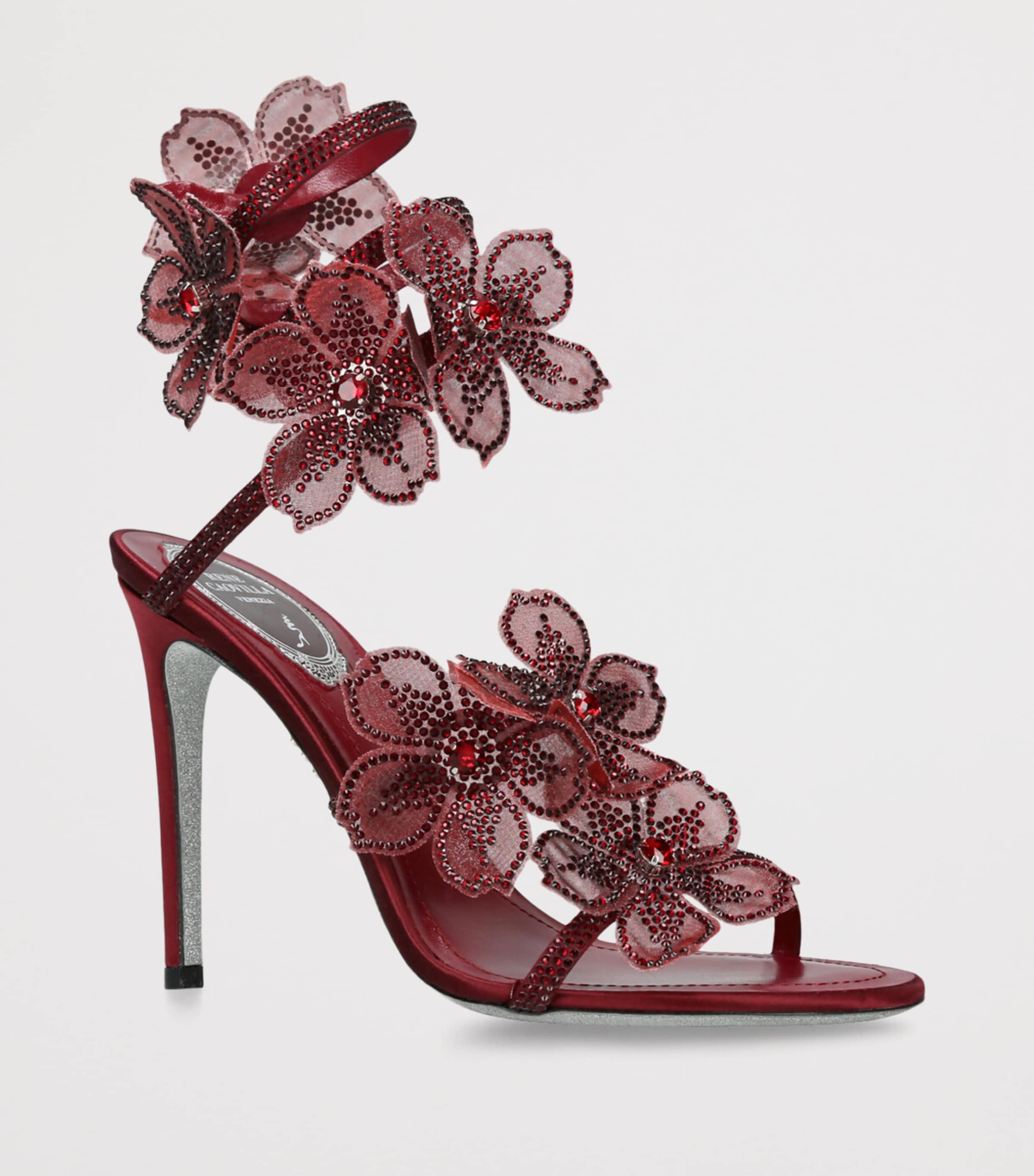 Satin Floral Cleo Sandals 105 WINE Image 3