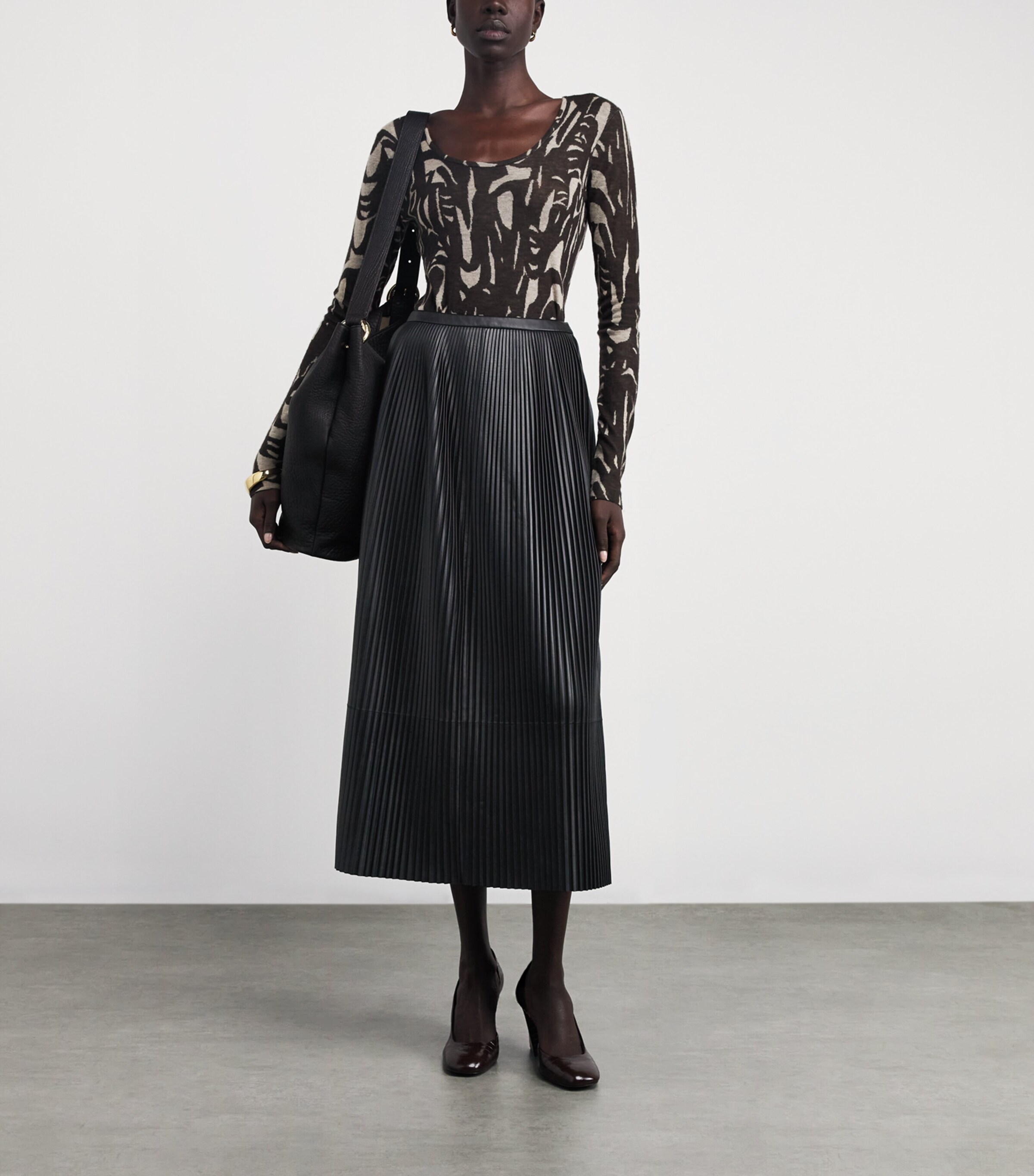Joseph Womens Nappa Leather Didi Midi Skirt Black Image 2