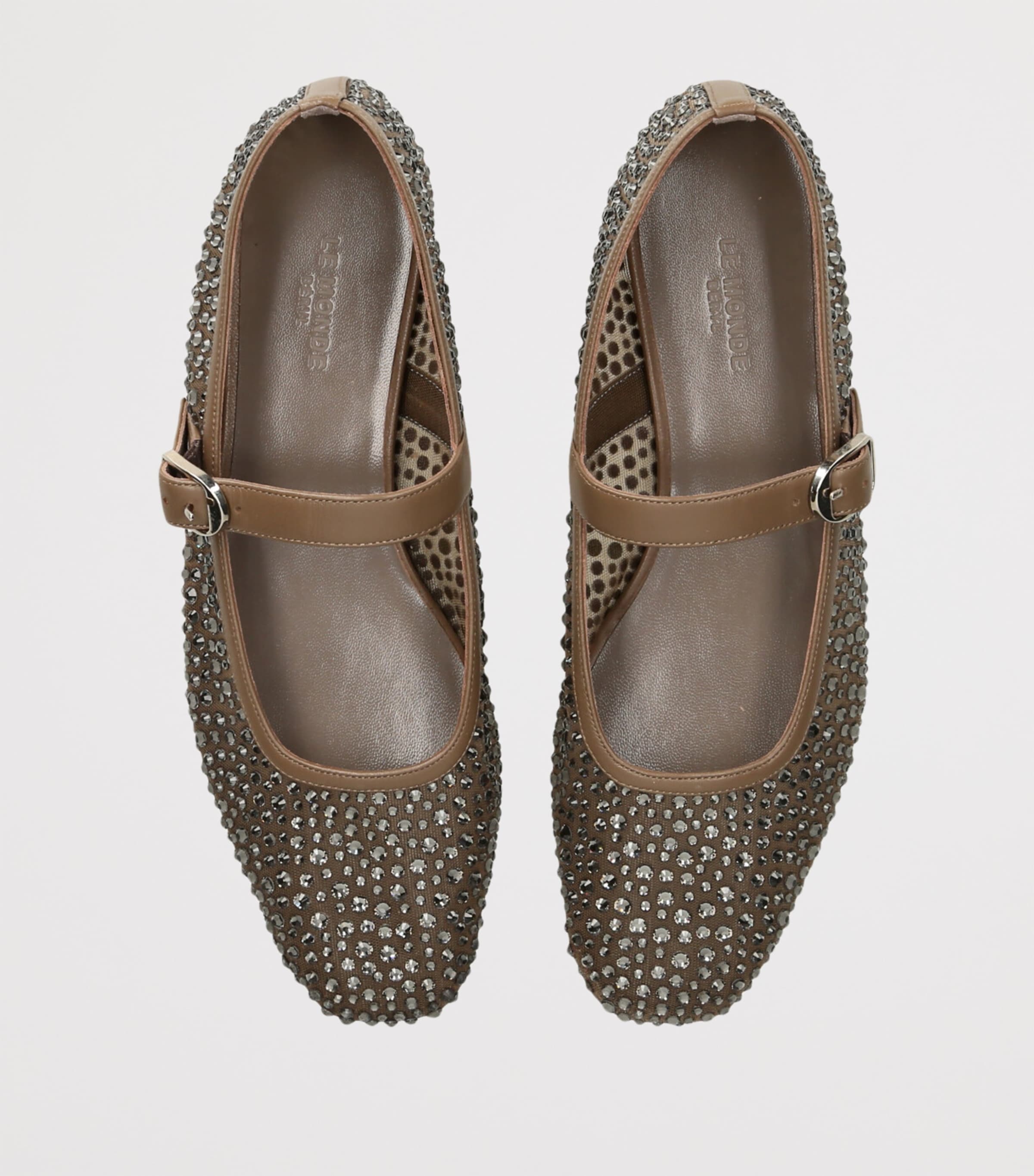 Crystal-Embellished Mary Jane Flats TAUPE COMB Image 4