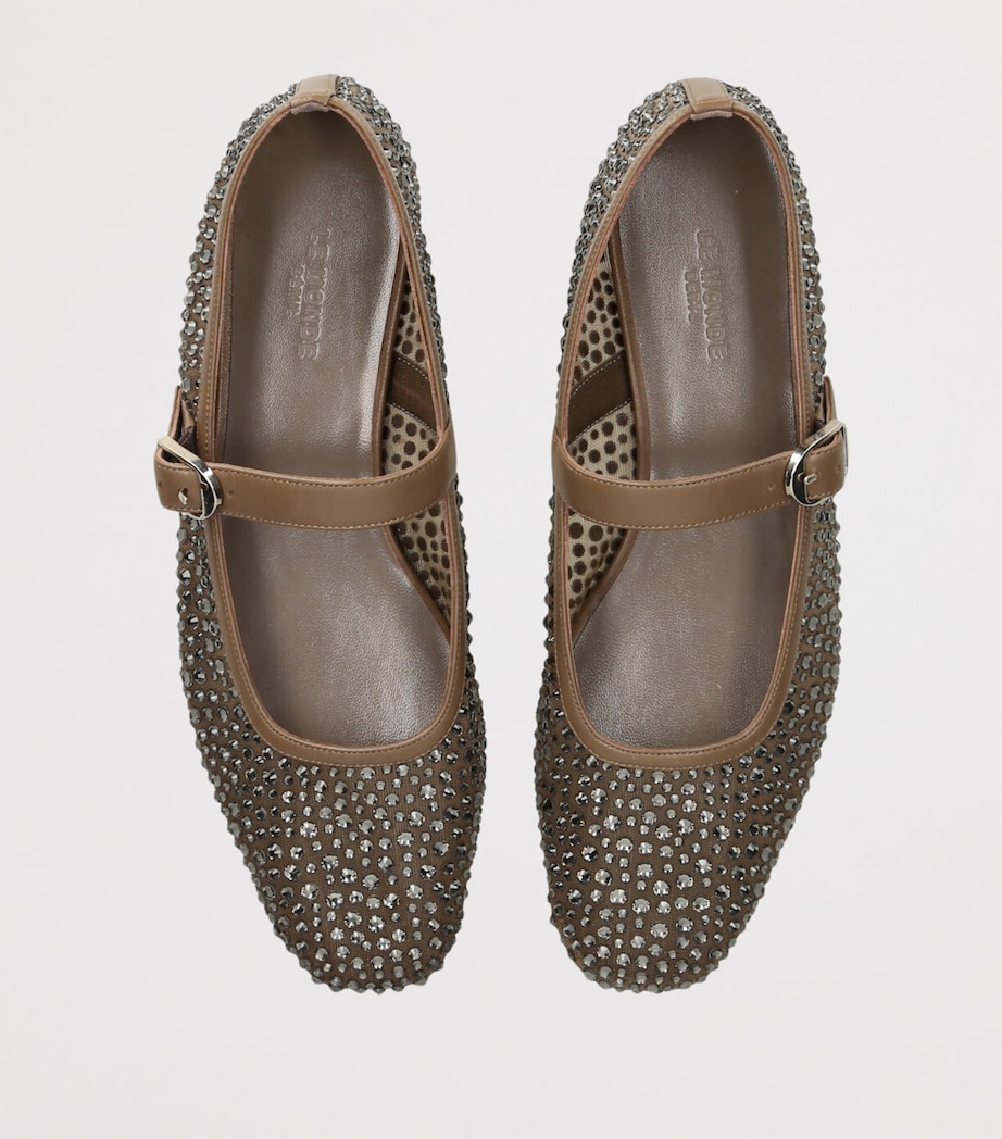 Crystal-Embellished Mary Jane Flats TAUPE COMB Image 4