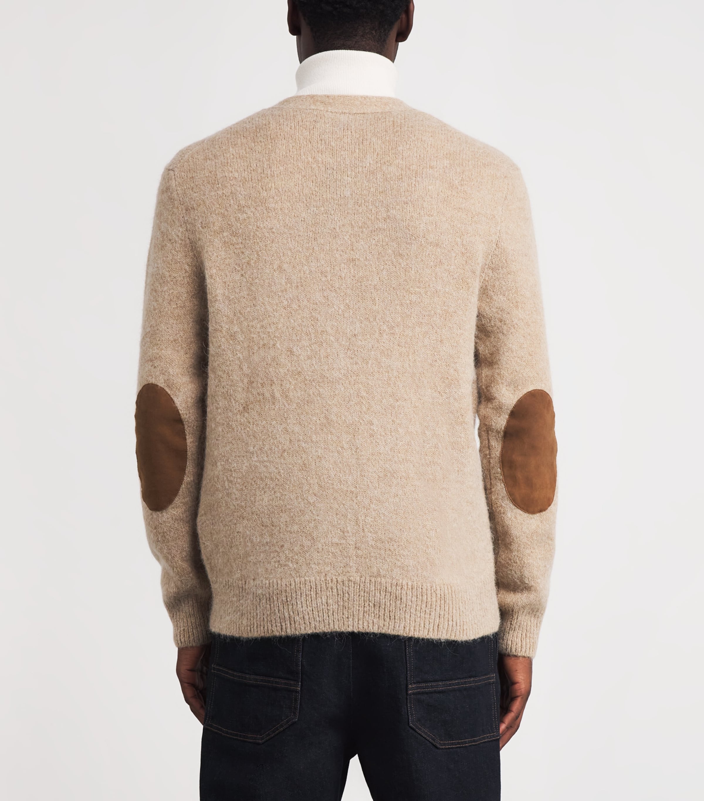 Wool-Blend Elbow-Patch Cardigan BROWN Image 4