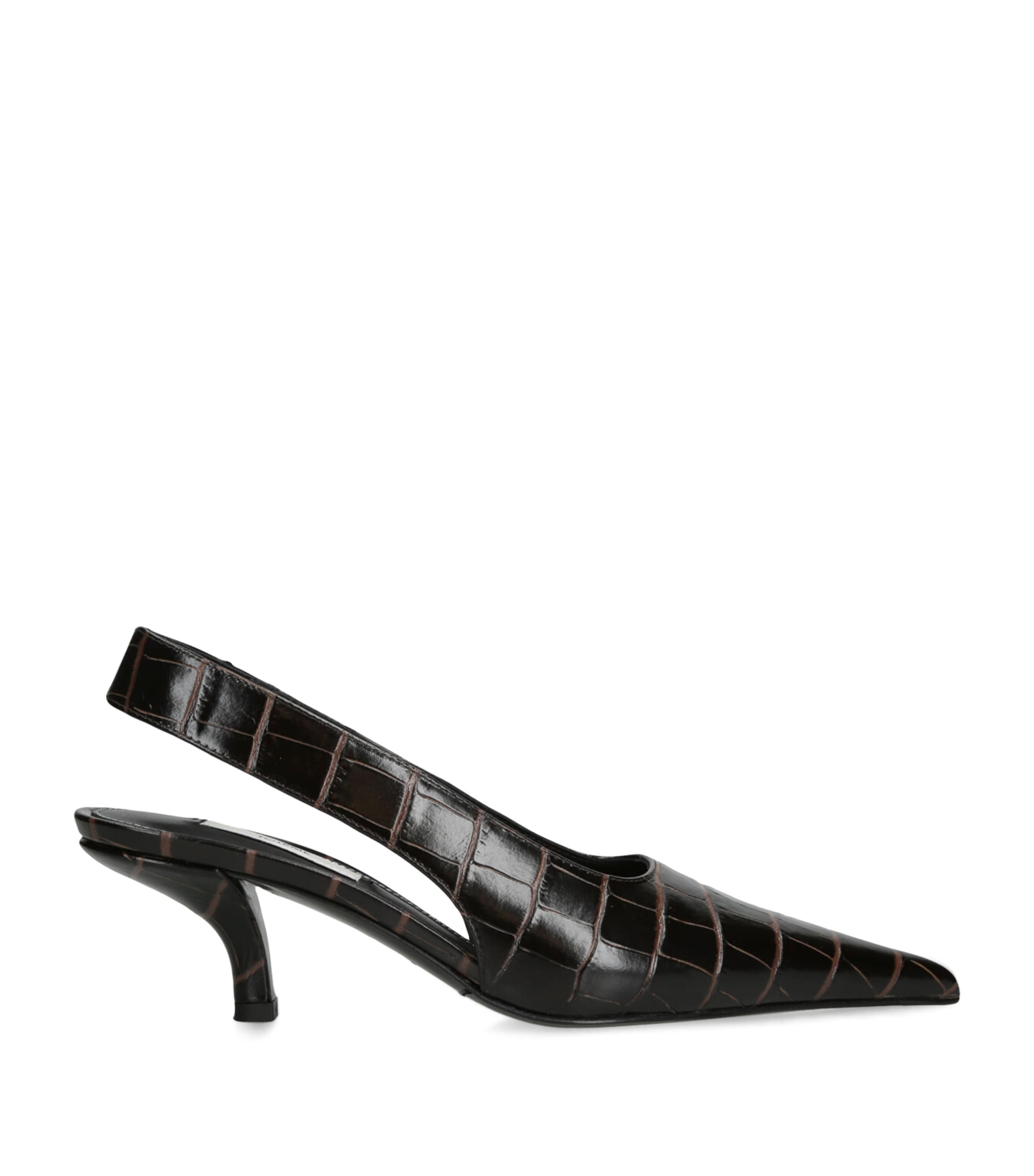 Totême Toteme Women Leather Decolletã© Slingback With Croco Effect In Black