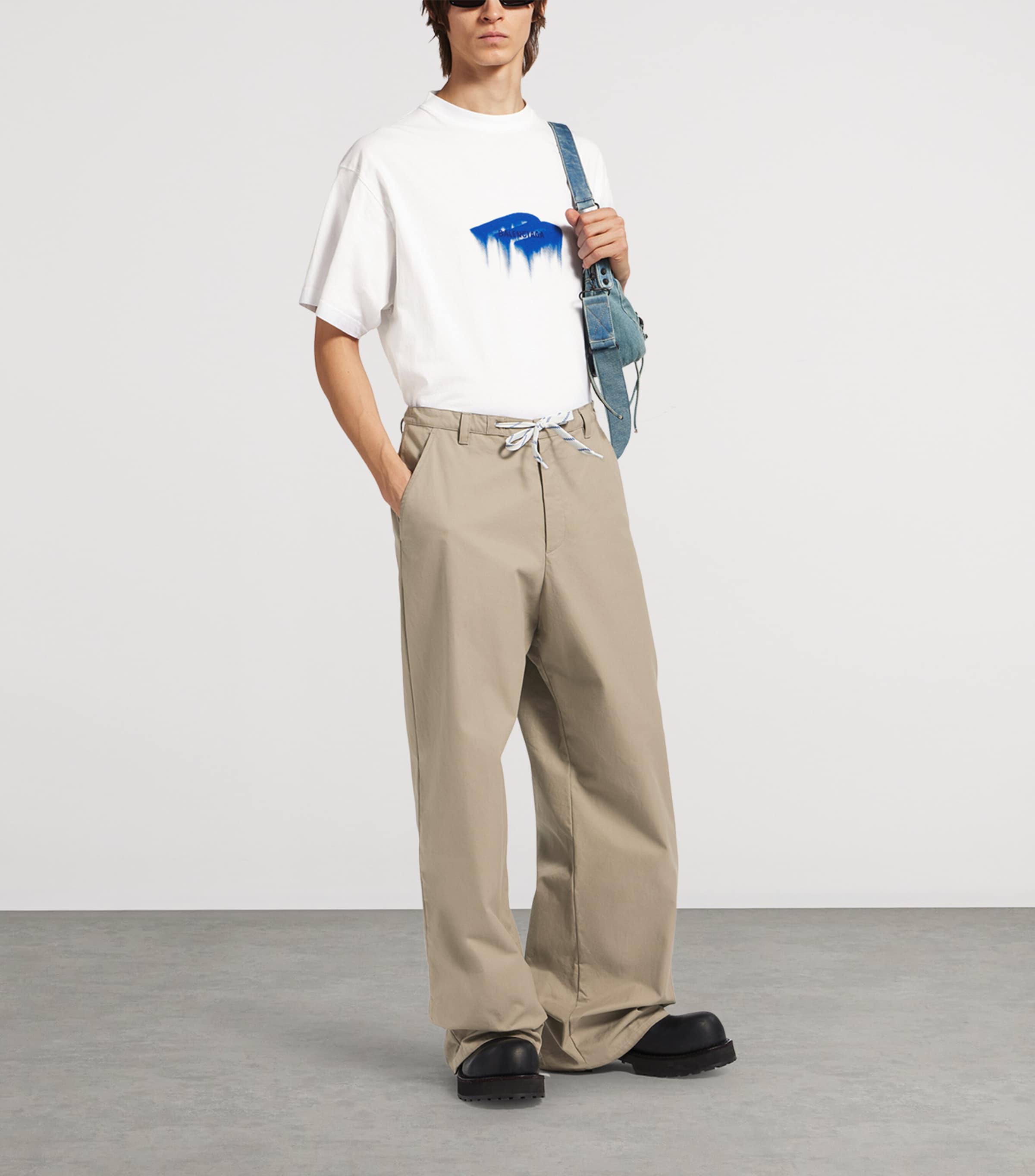Balenciaga Beige Cotton Drawstring Oversized Chinos | Harrods US