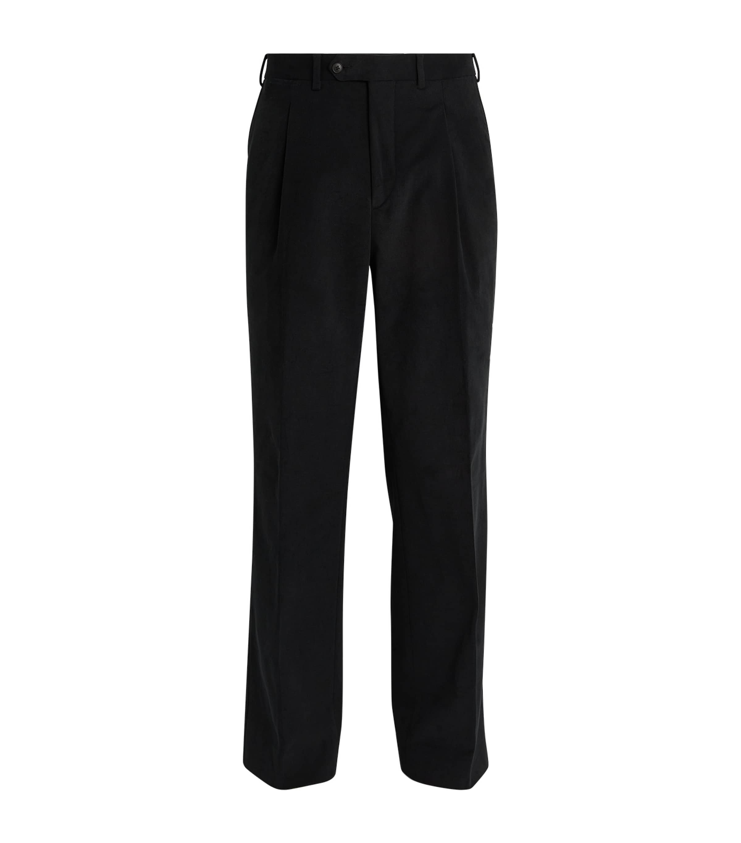 Saman Amel Amo Wide-leg Pleated Wool, Mohair And Linen-blend Suit Trousers In Black