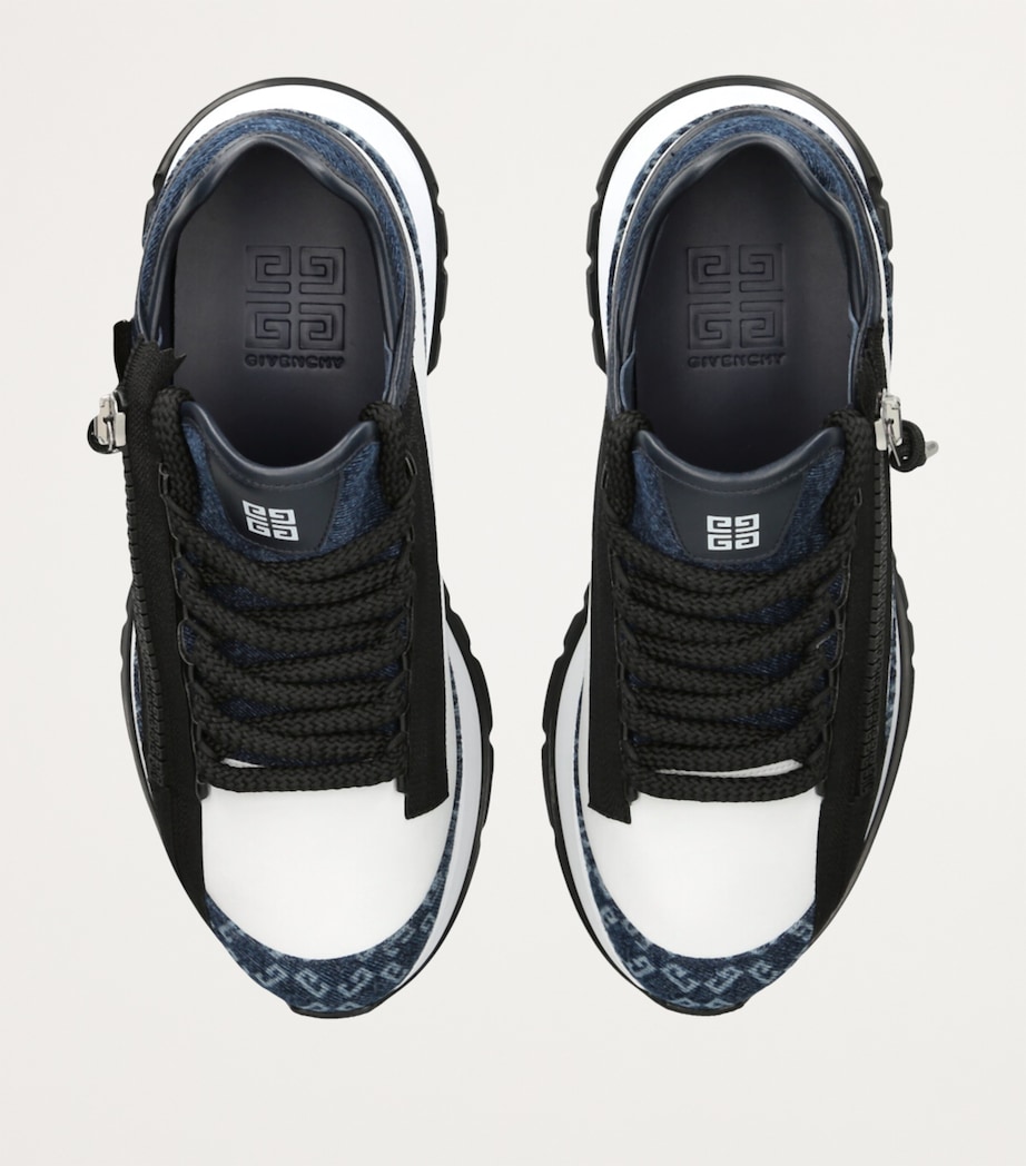Leather-Denim Monogram Spectre Sneakers WHITE/NAVY Image 4