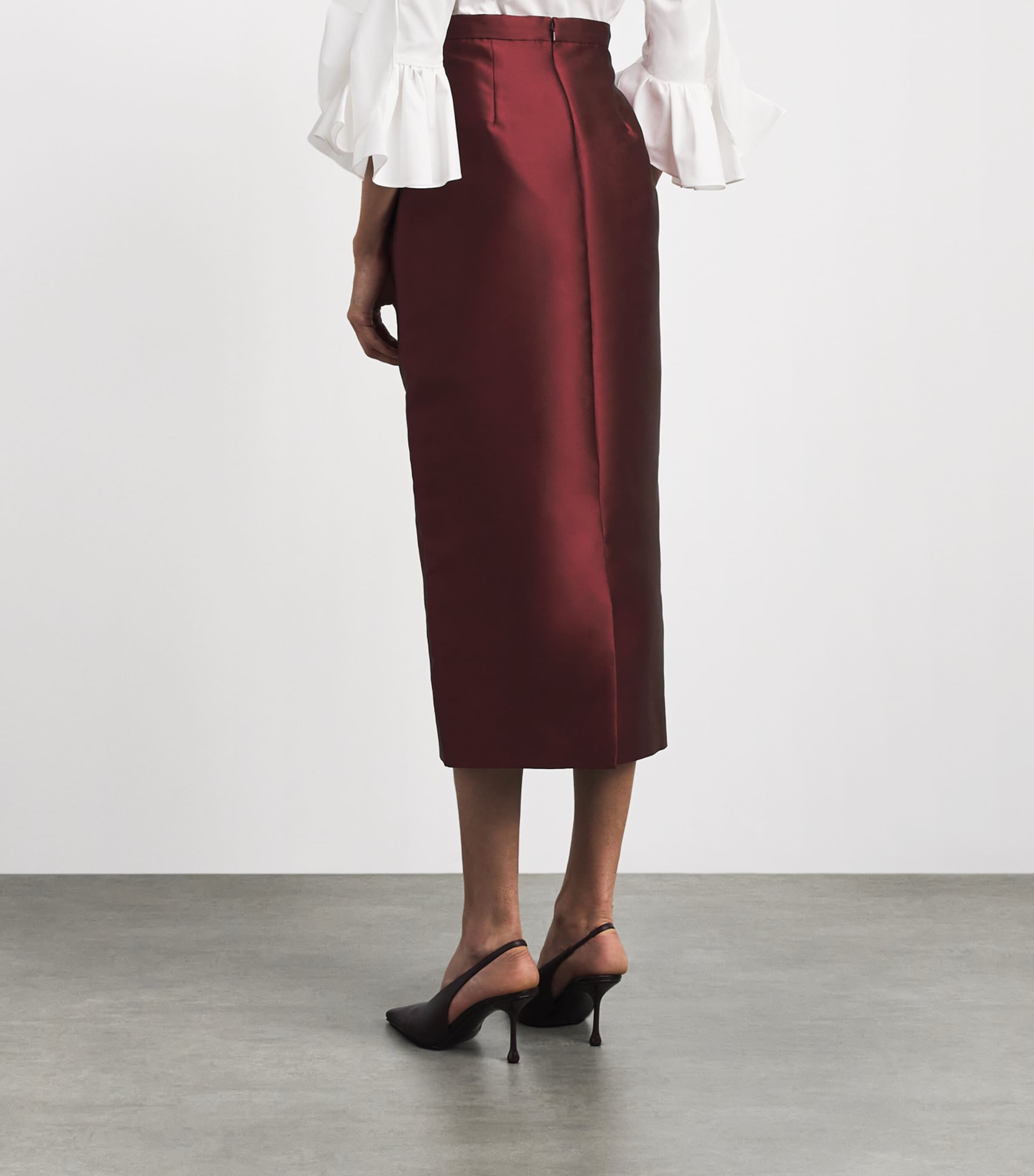 Erdem Womens Embroidered Mikado Midi Pencil Skirt Bordeaux Image 5