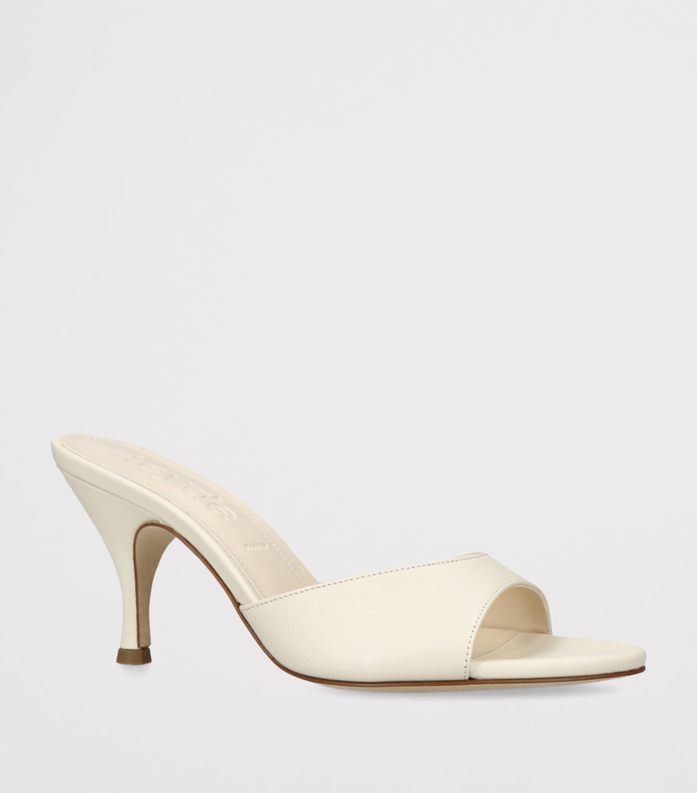 Leather Samia Heeled Mules 75 CREAM Image 3
